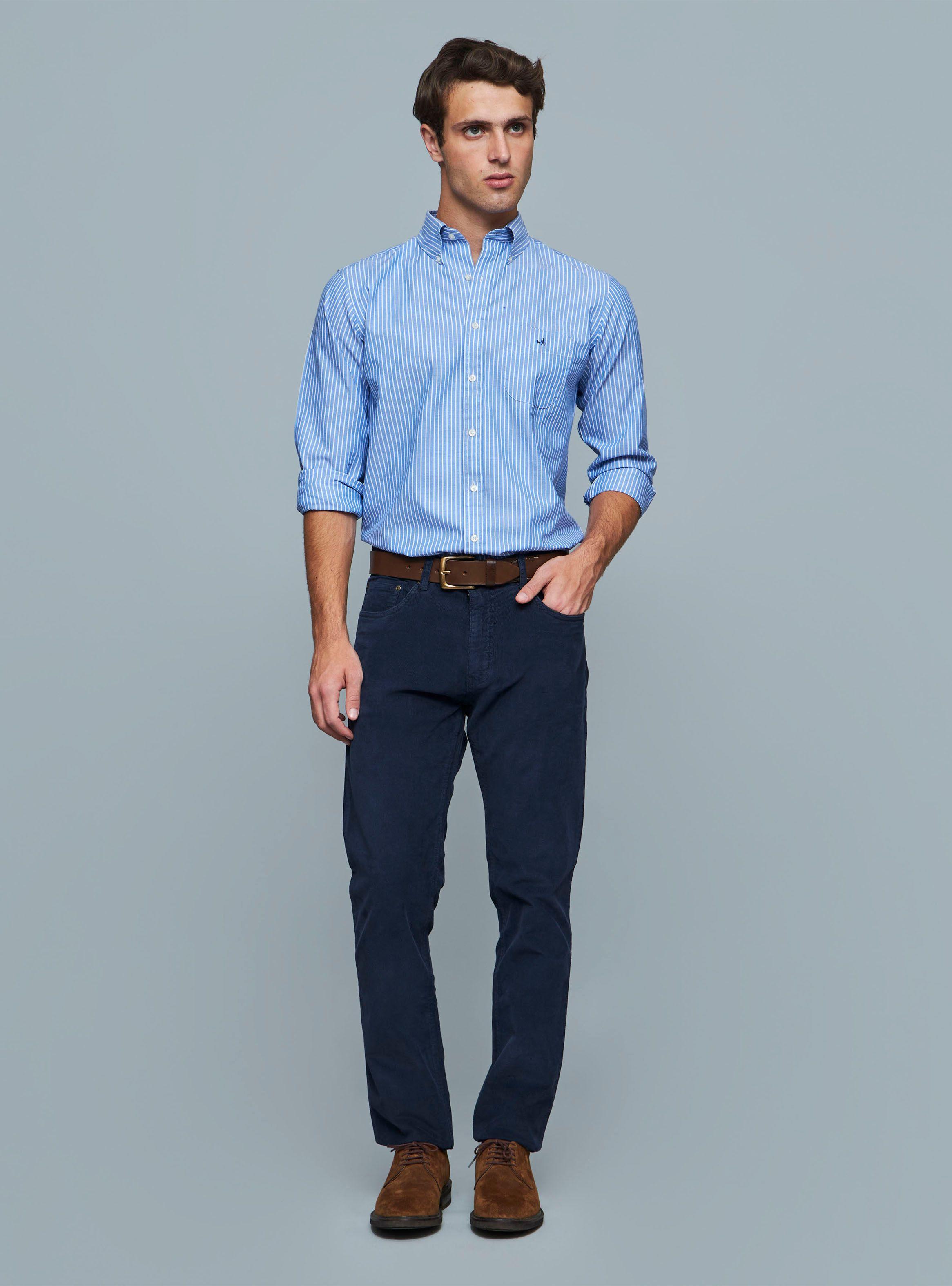 Camisa Casual Print Rayas Manga Larga-2