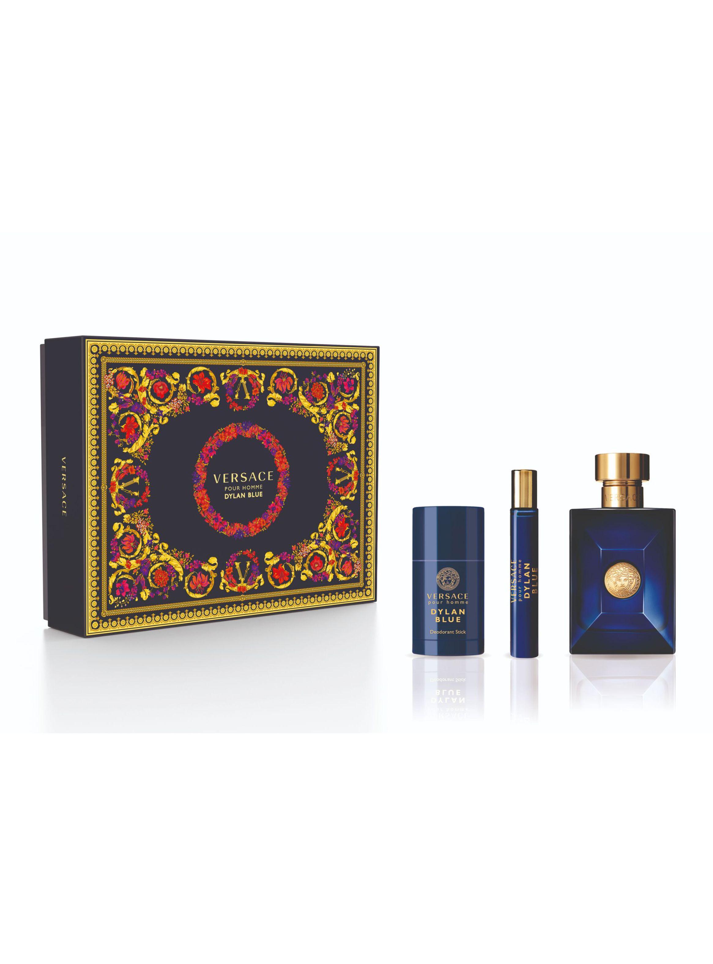 Set Perfume Versace Dylan Blue EDT Hombre 100 ml + Desodorante 75 ml + EDT 10 ml-1