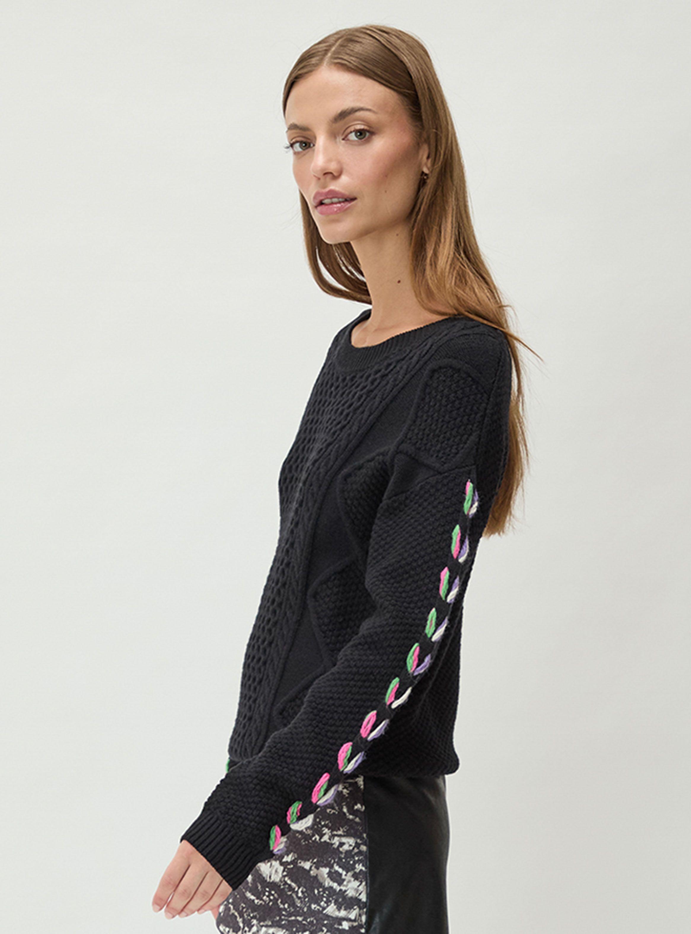 Sweater Liso con Detalles en Mangas-2