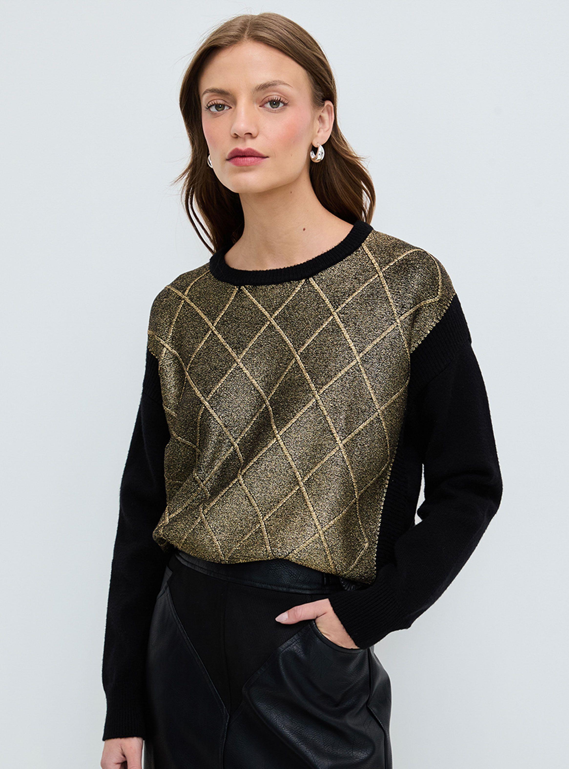 Sweater Liso Corte Print Manga Larga-0