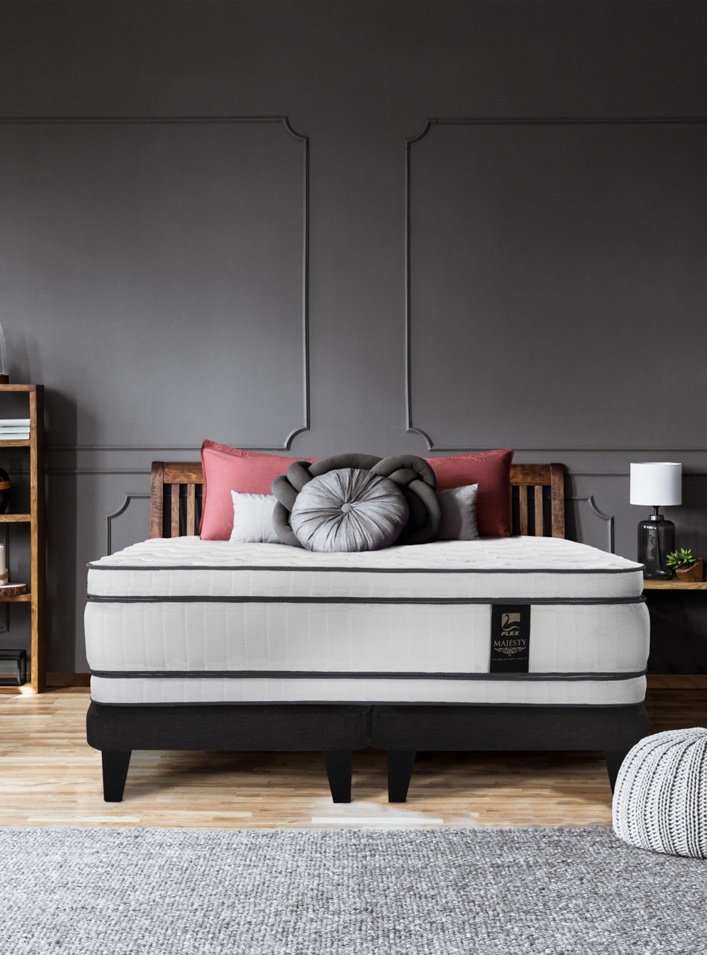 Cama Europea Majesty 2 Plazas Box Base Dividida + Set Colonia + 2 Almohadas Royal-5