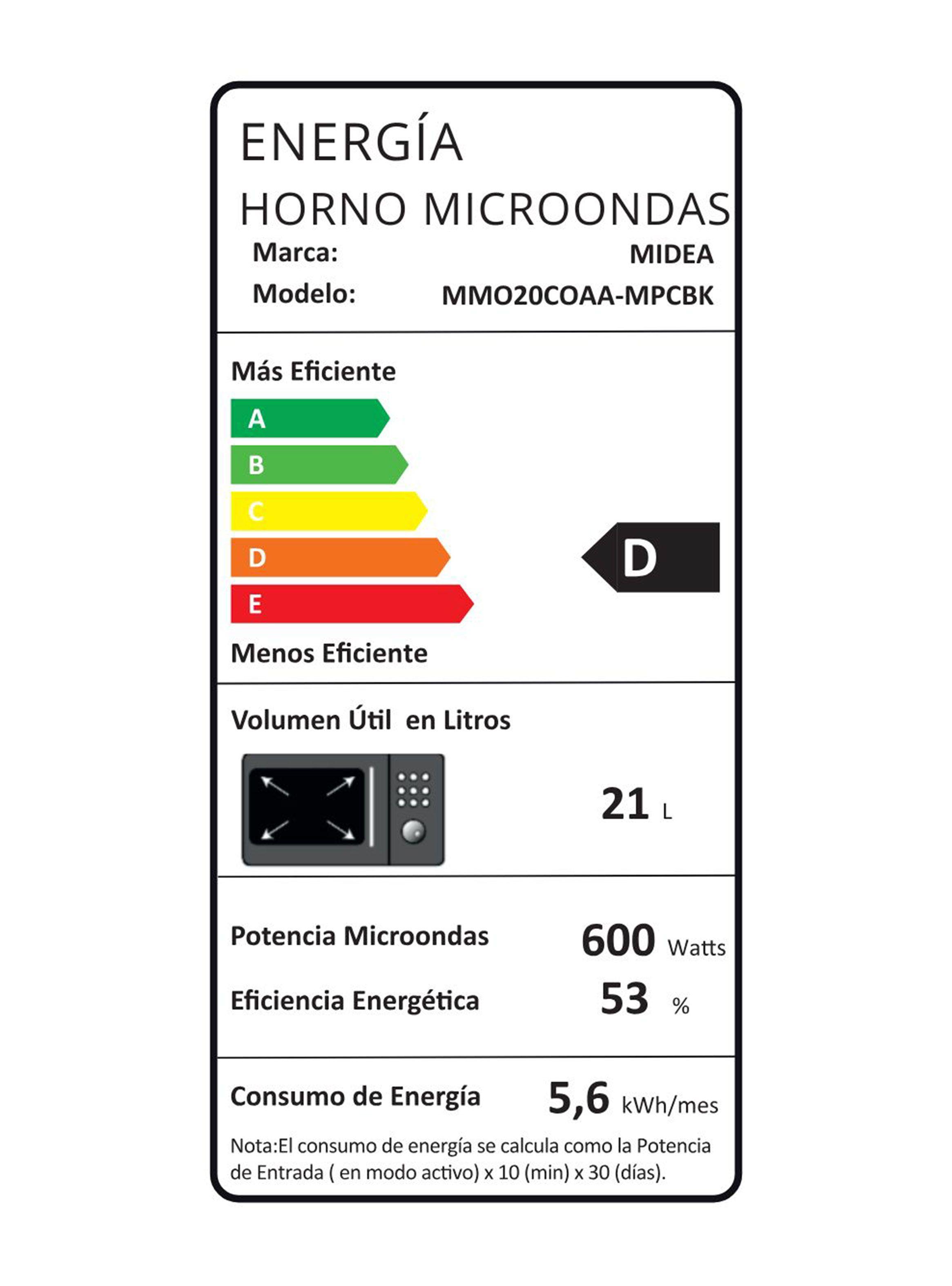 Microondas Digital 600W 21 Litros MMO20COAA-MPCBK Negro-7