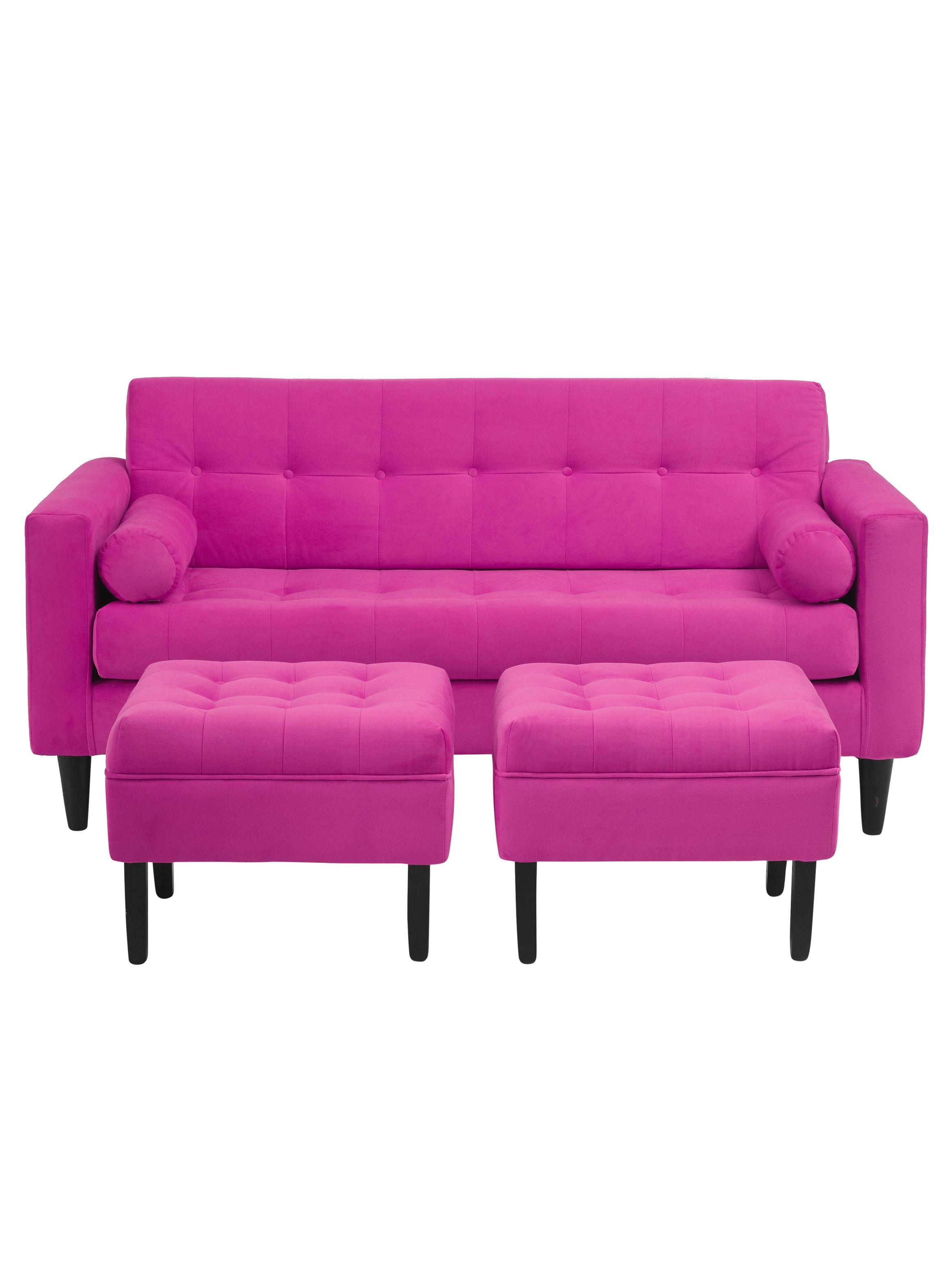 Sofá Retro 3C + 2 Poufs Felpa-0