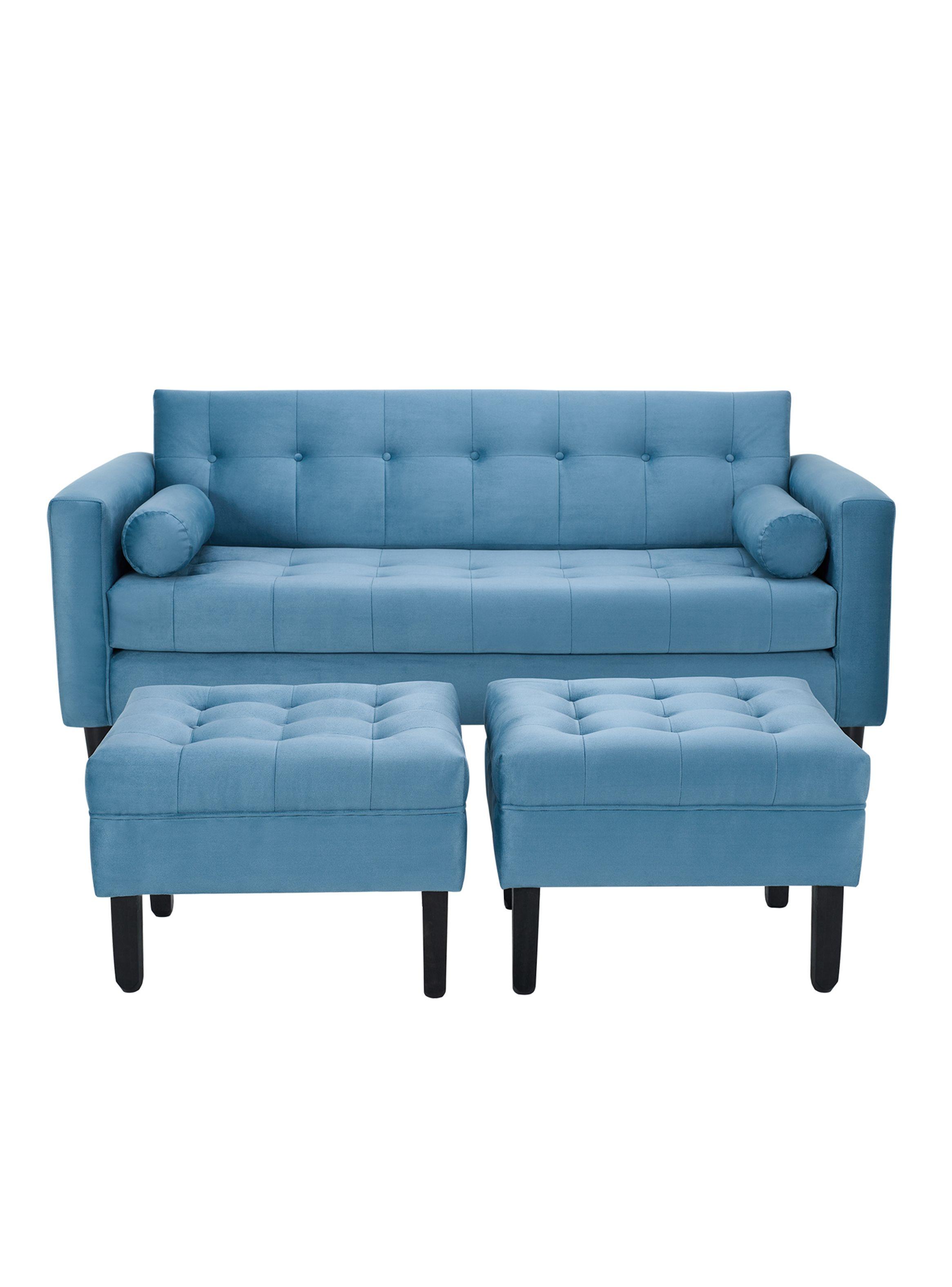 Sofá Retro 3C + 2 Poufs Felpa-0