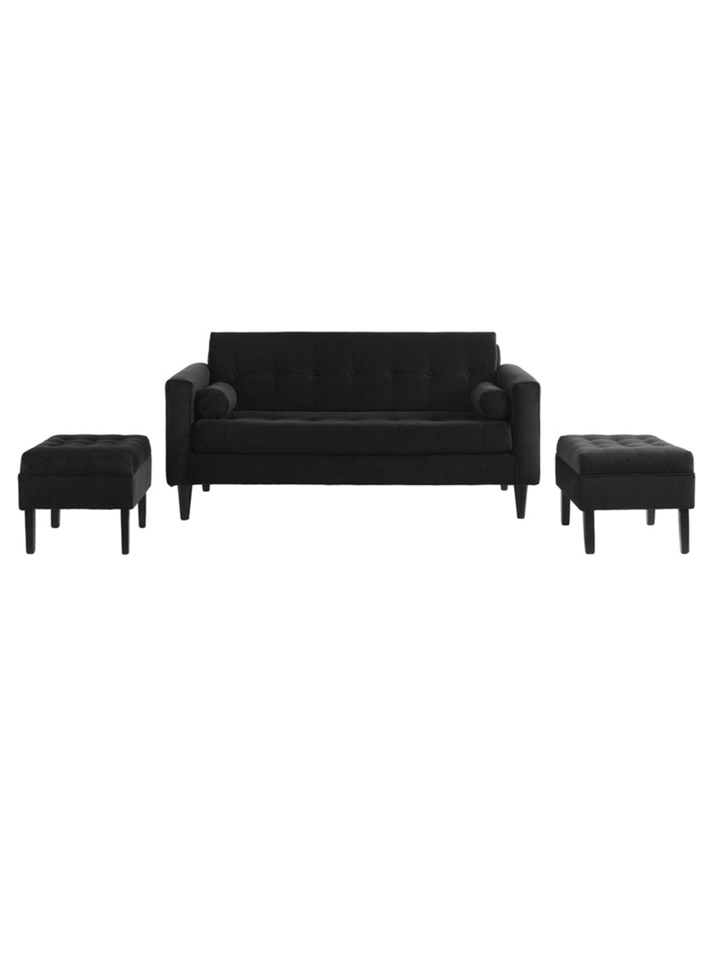 Sofá Retro 3C + 2 Poufs Felpa-0