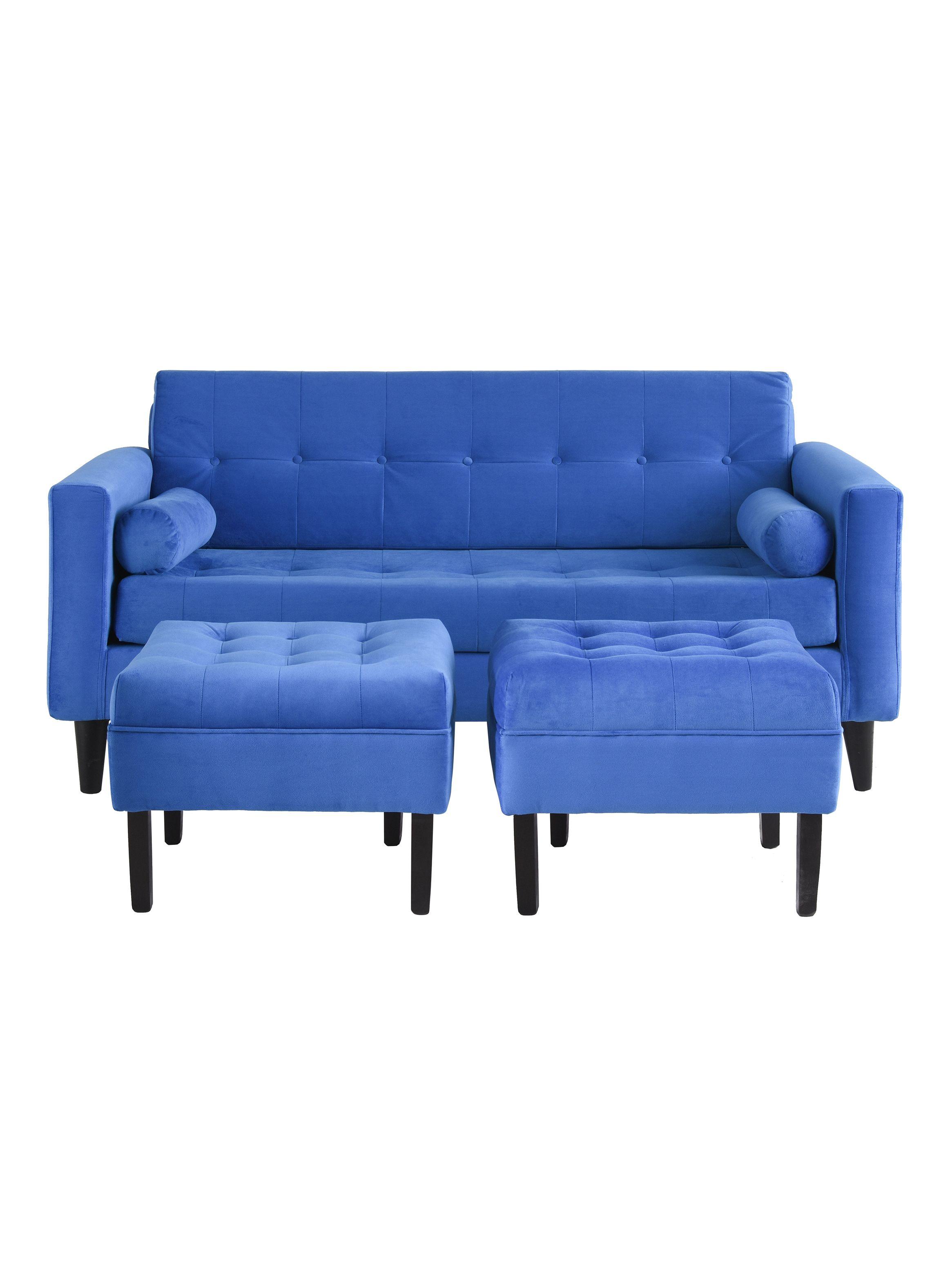 Sofá Retro 3C + 2 Poufs Felpa-0