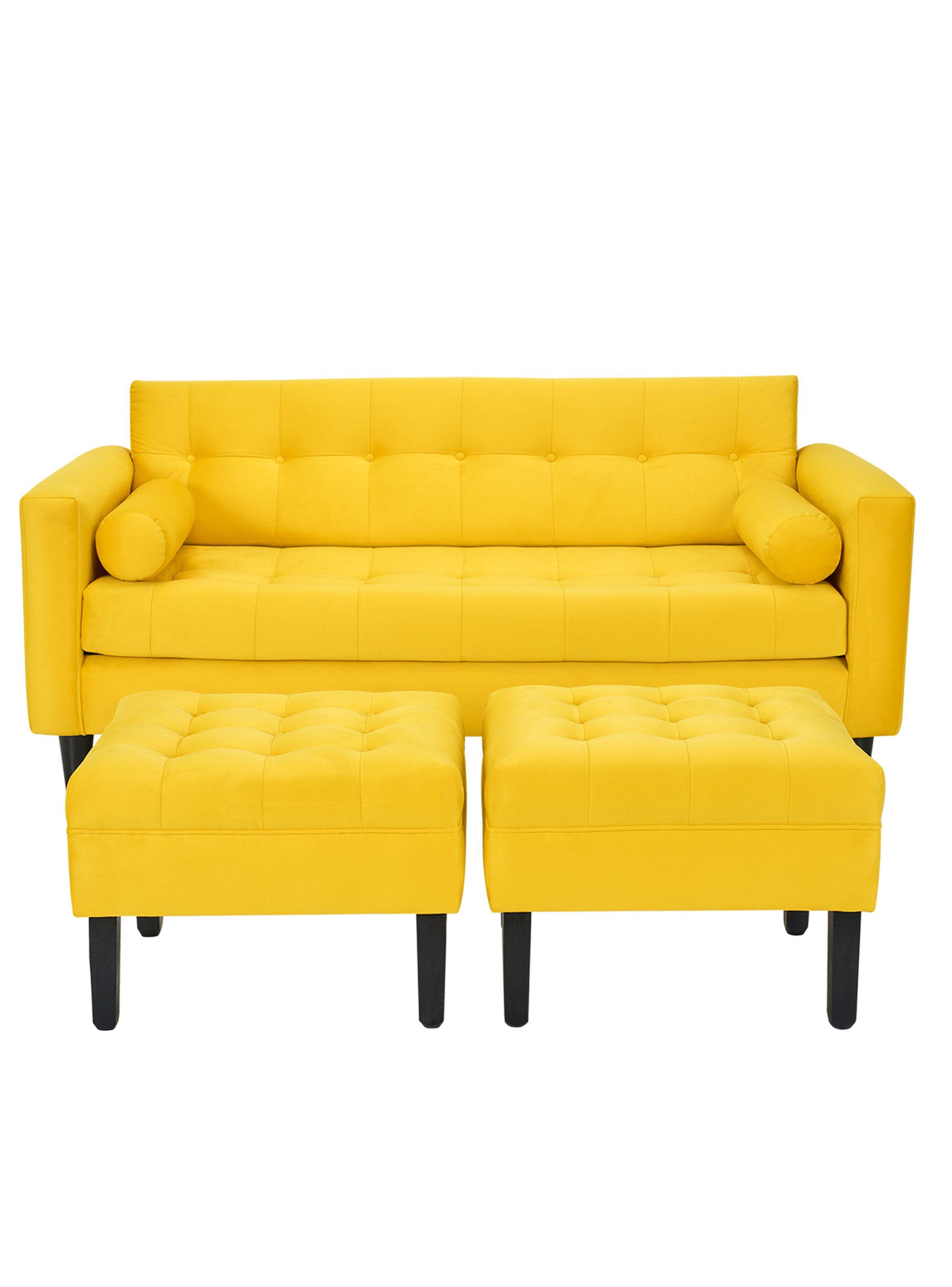 Sofá Retro 3C + 2 Poufs Felpa-0