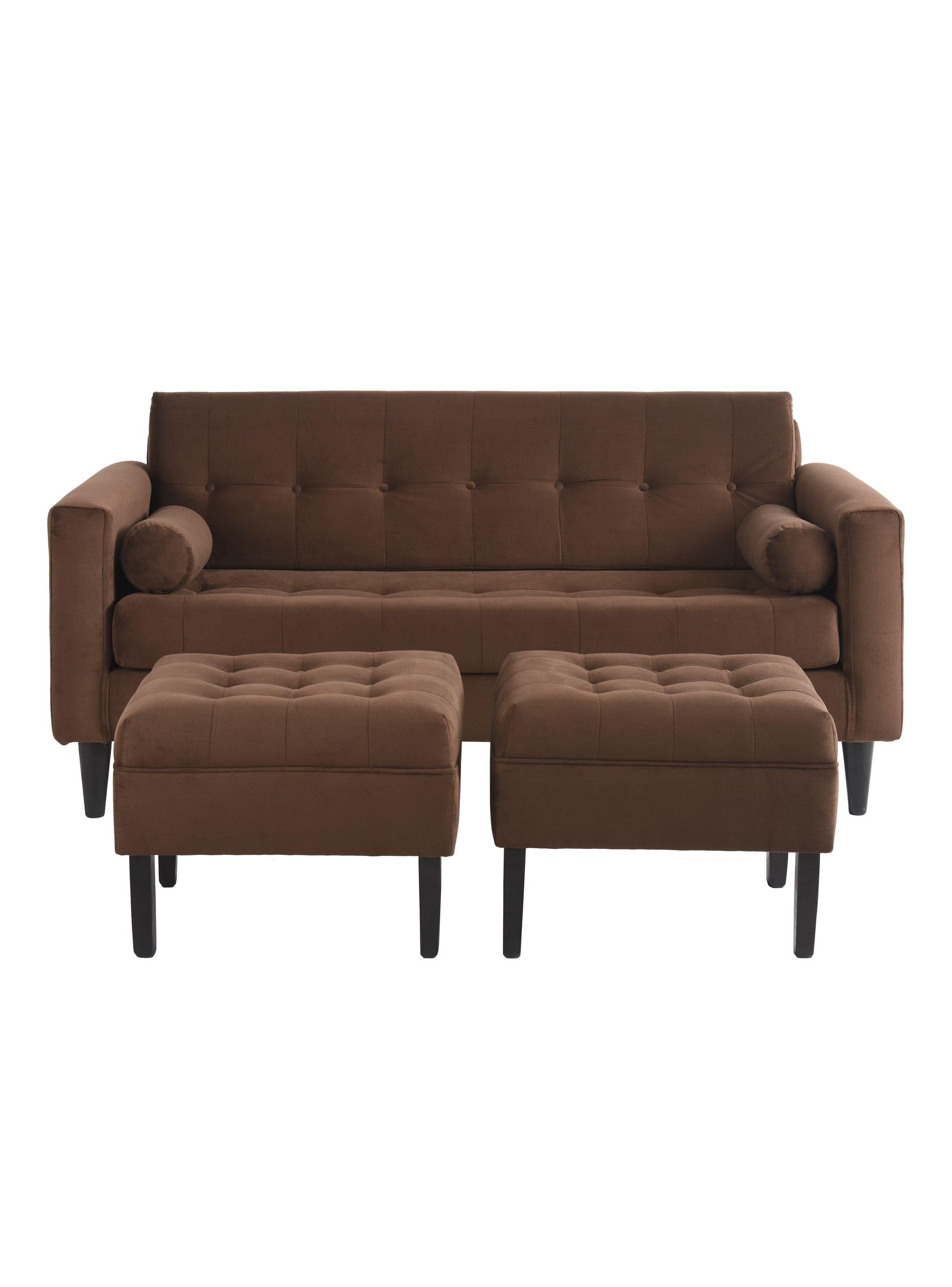 Sofá Retro 3C + 2 Poufs Felpa-0