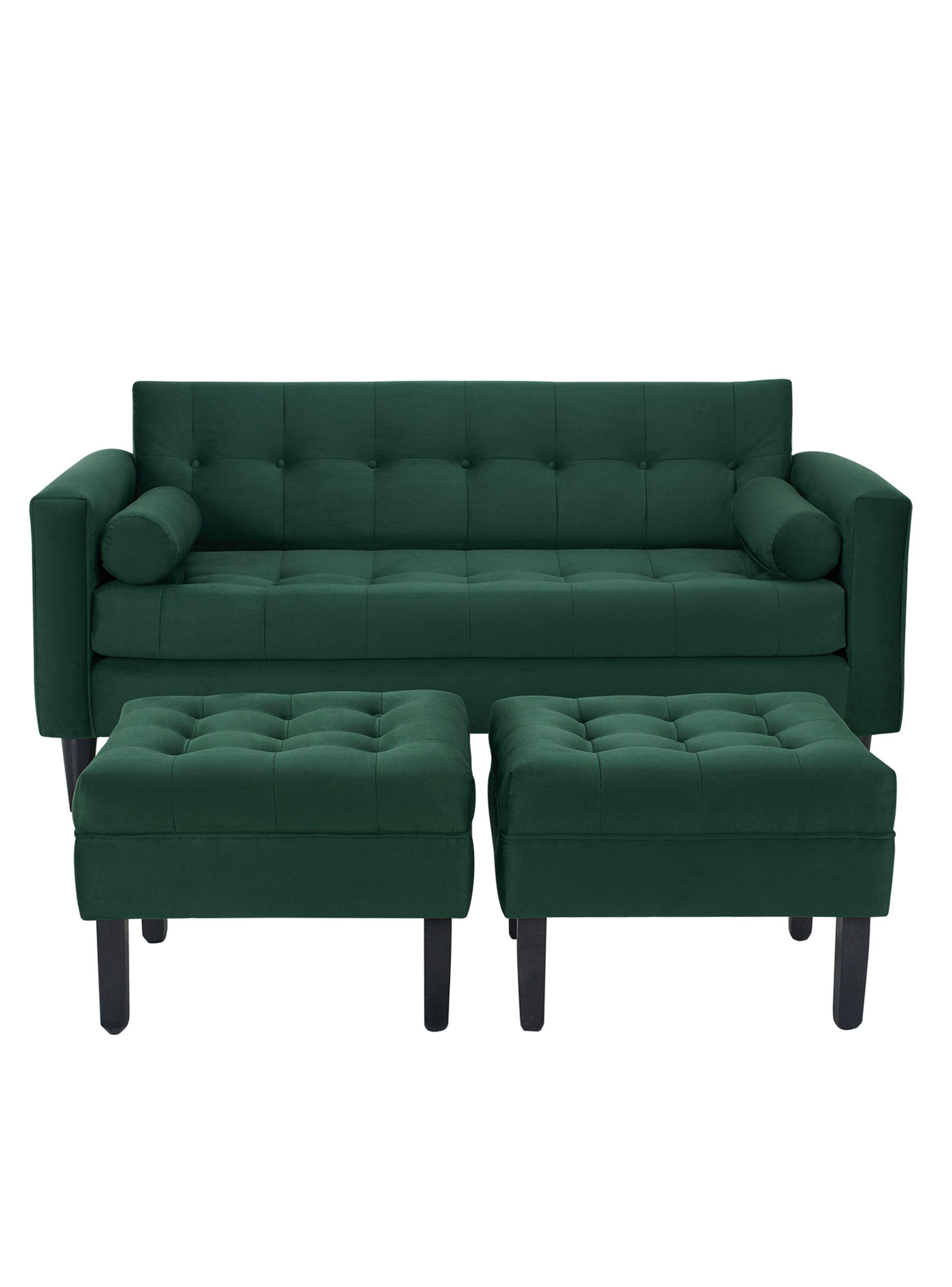 Sofá Retro 3C + 2 Poufs Felpa-0