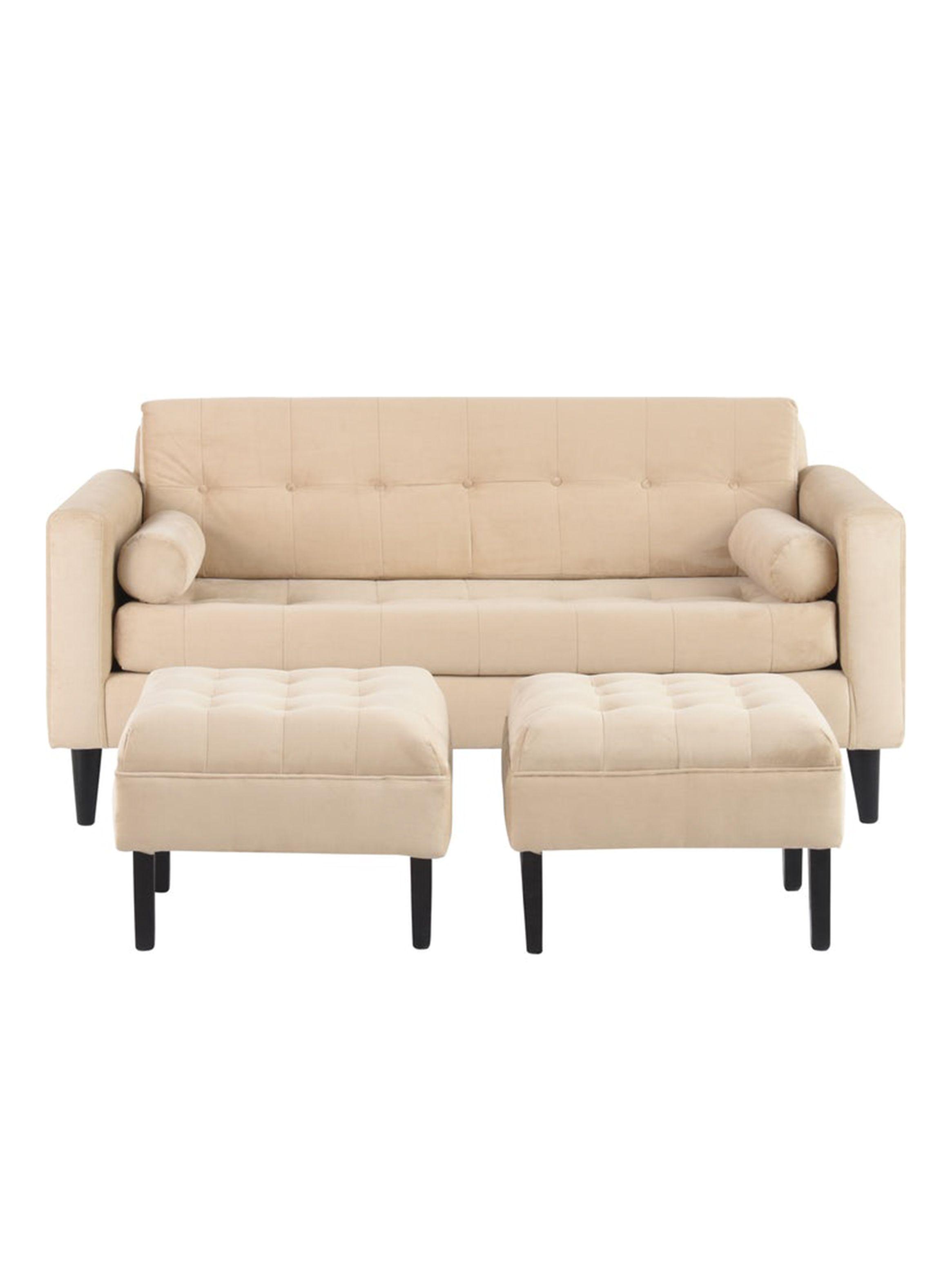 Sofá Retro 3C + 2 Poufs Felpa-0