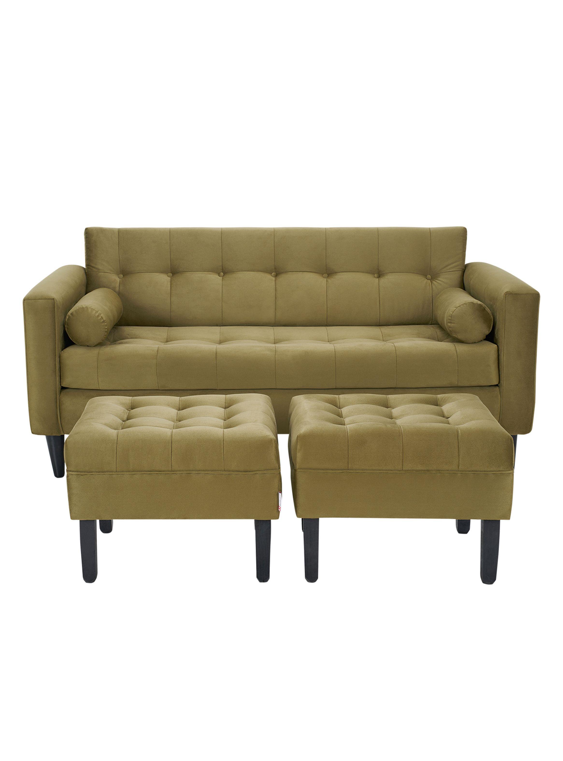 Sofá Retro 3C + 2 Poufs Felpa-0