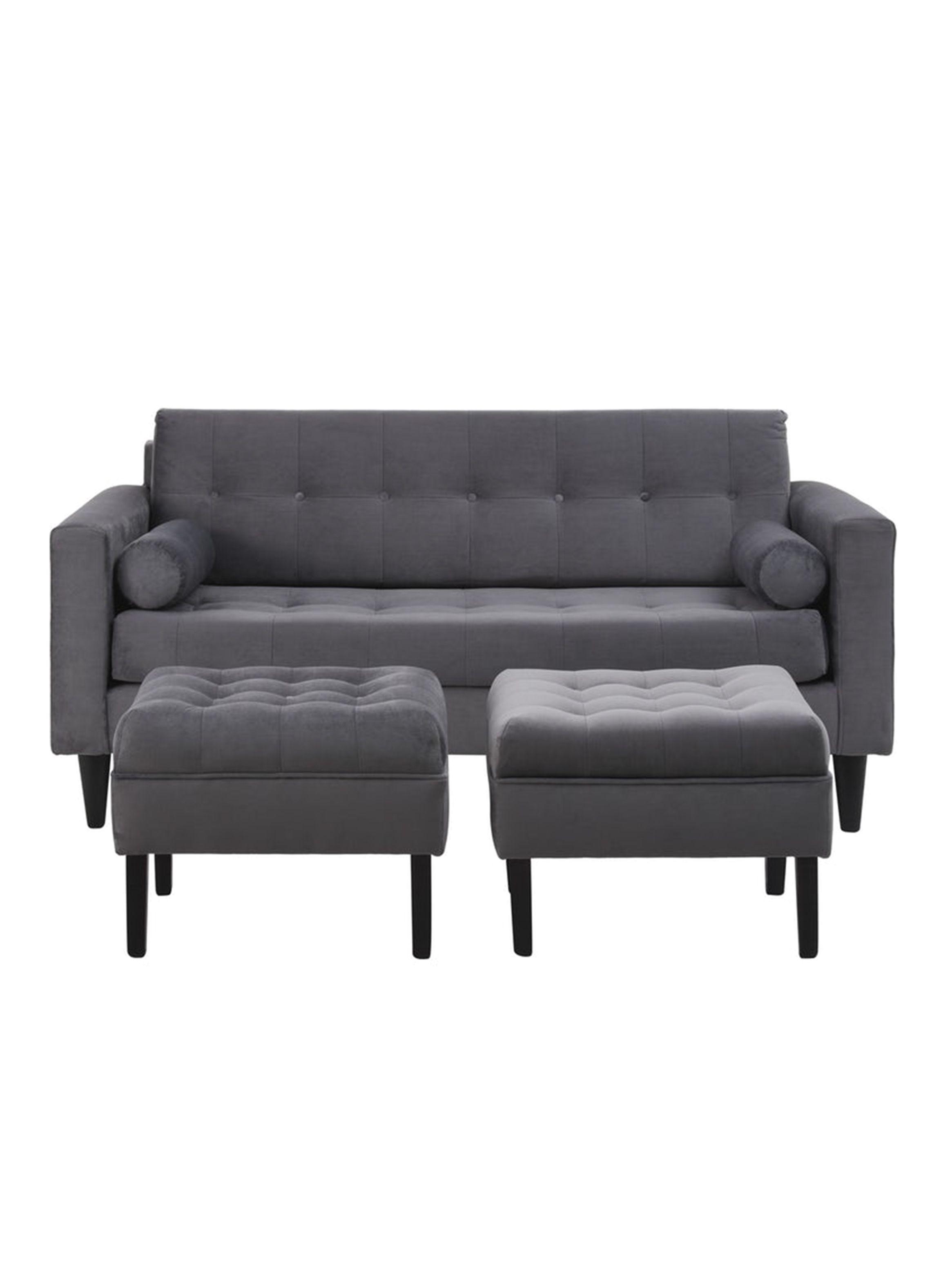 Sofá Retro 3C + 2 Poufs Felpa-0