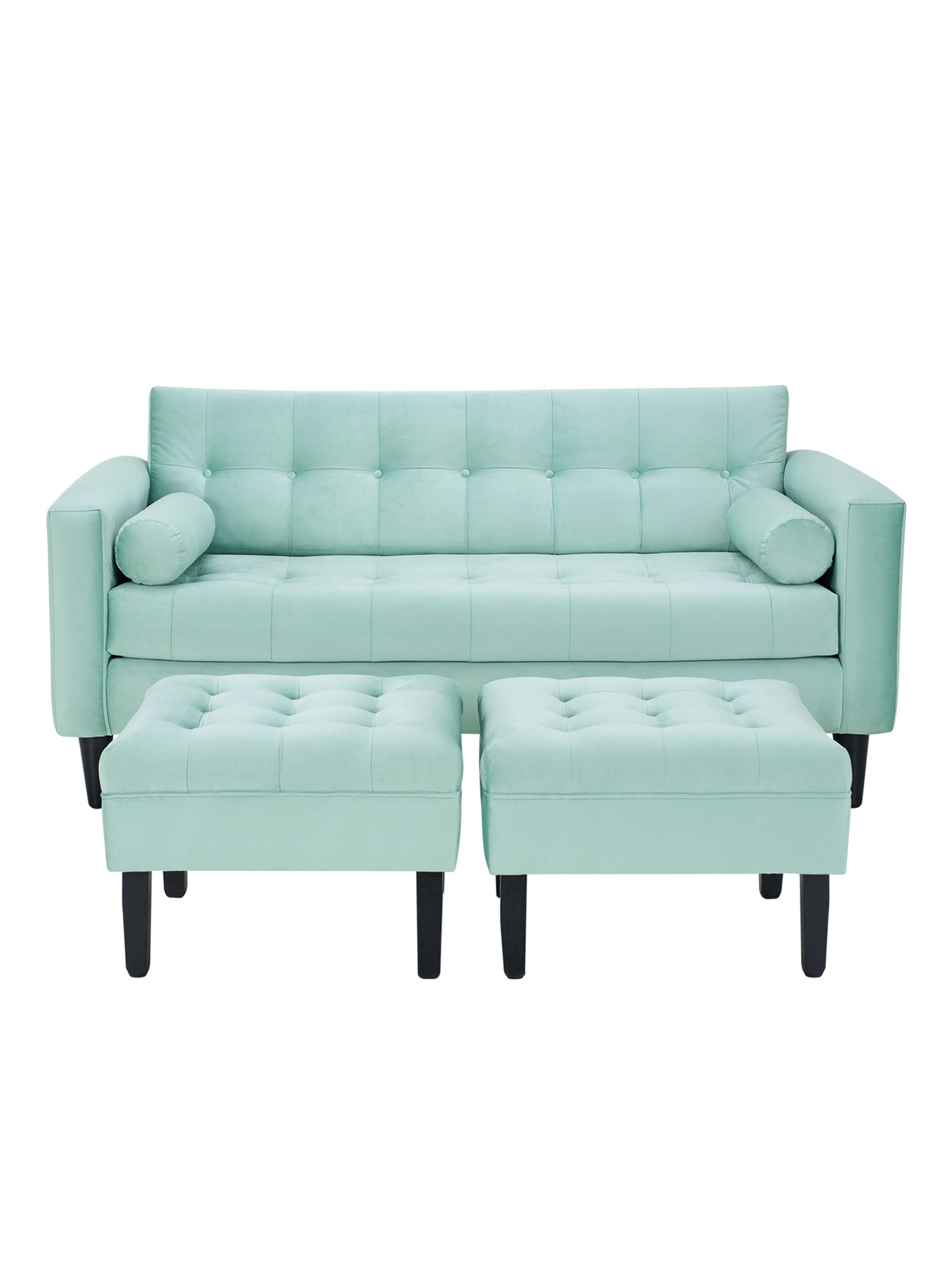 Sofá Retro 3C + 2 Poufs Felpa-0