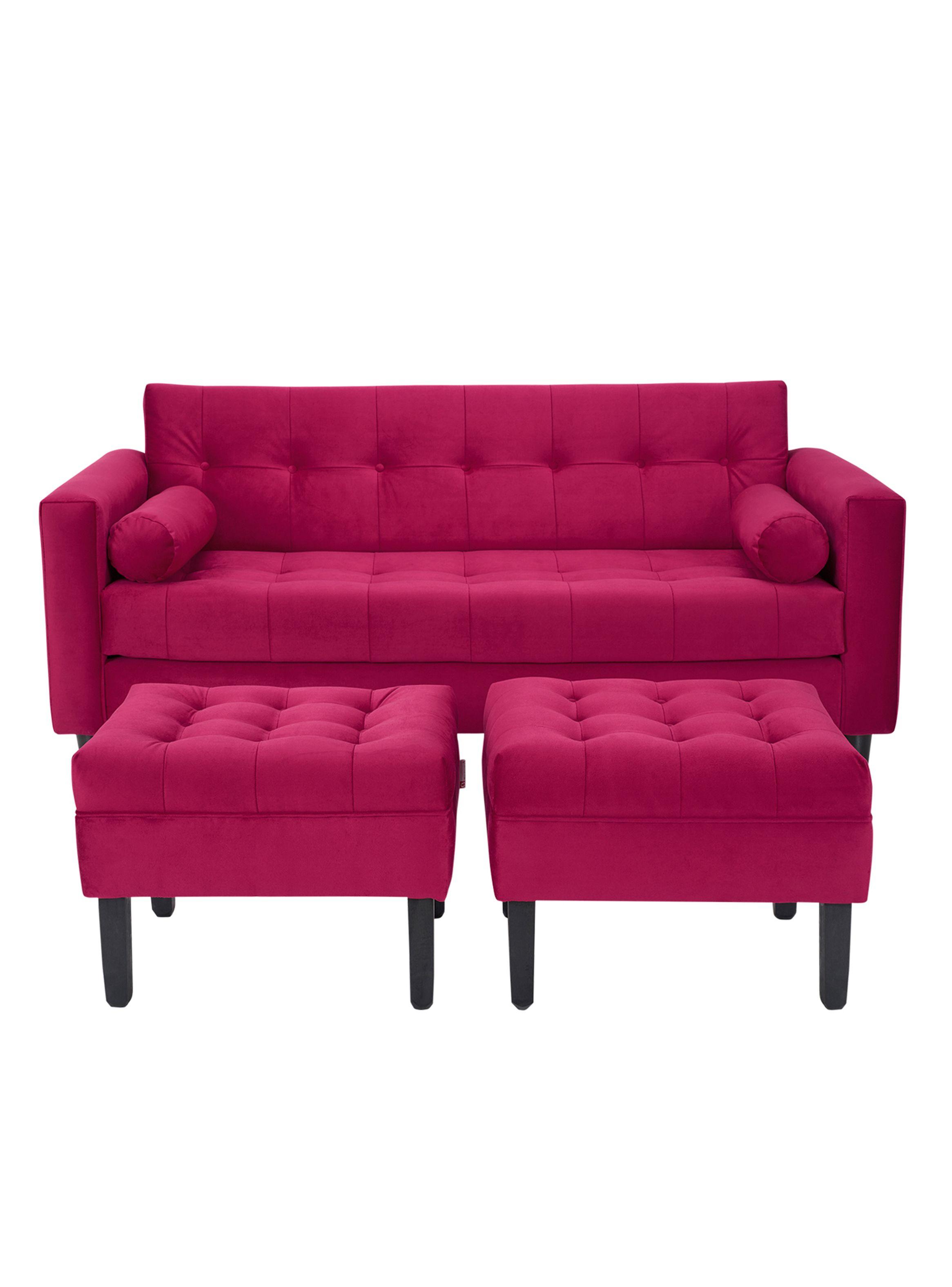 Sofá Retro 3C + 2 Poufs Felpa-0