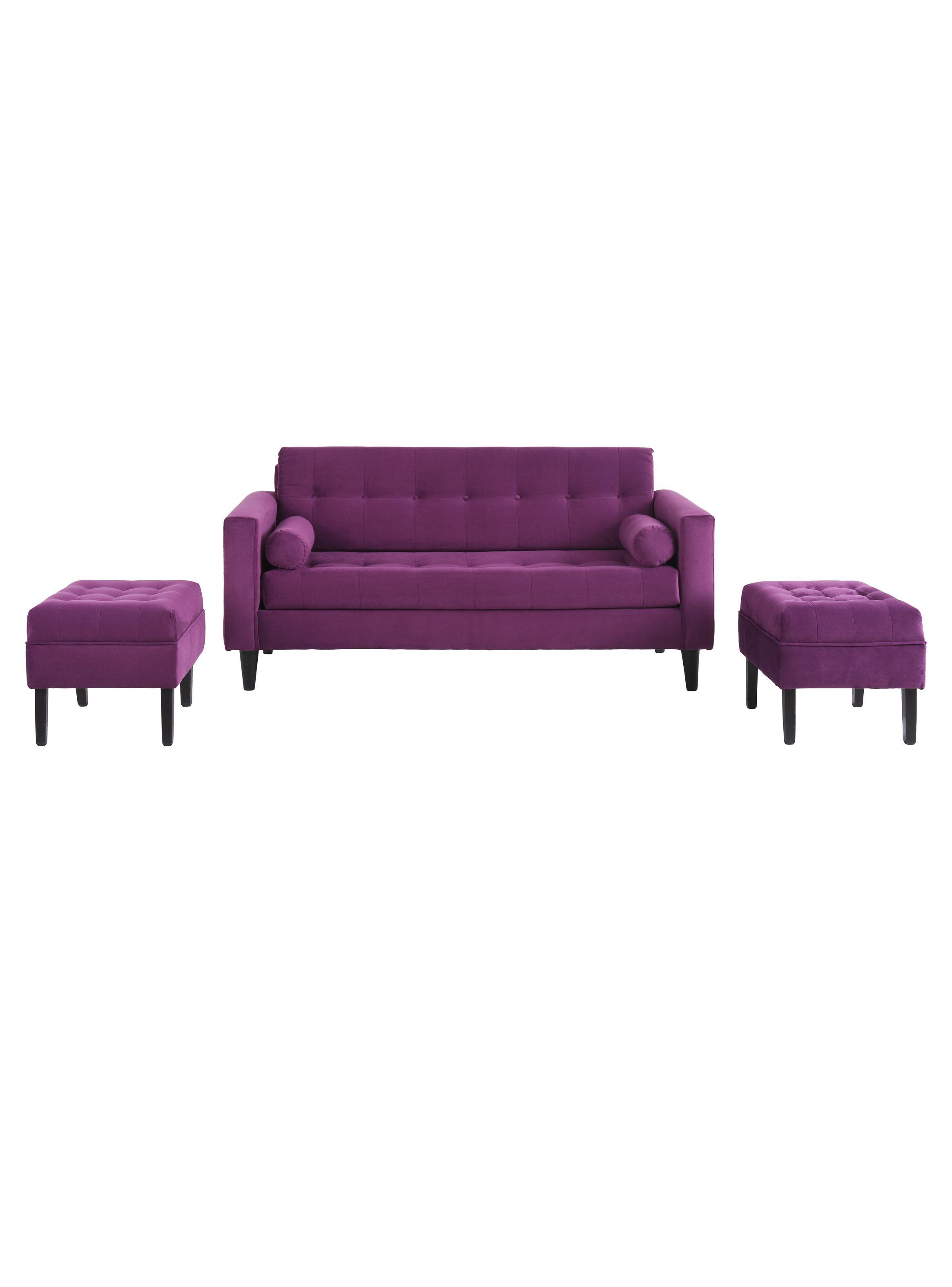 Sofá Retro 3C + 2 Poufs Felpa-0