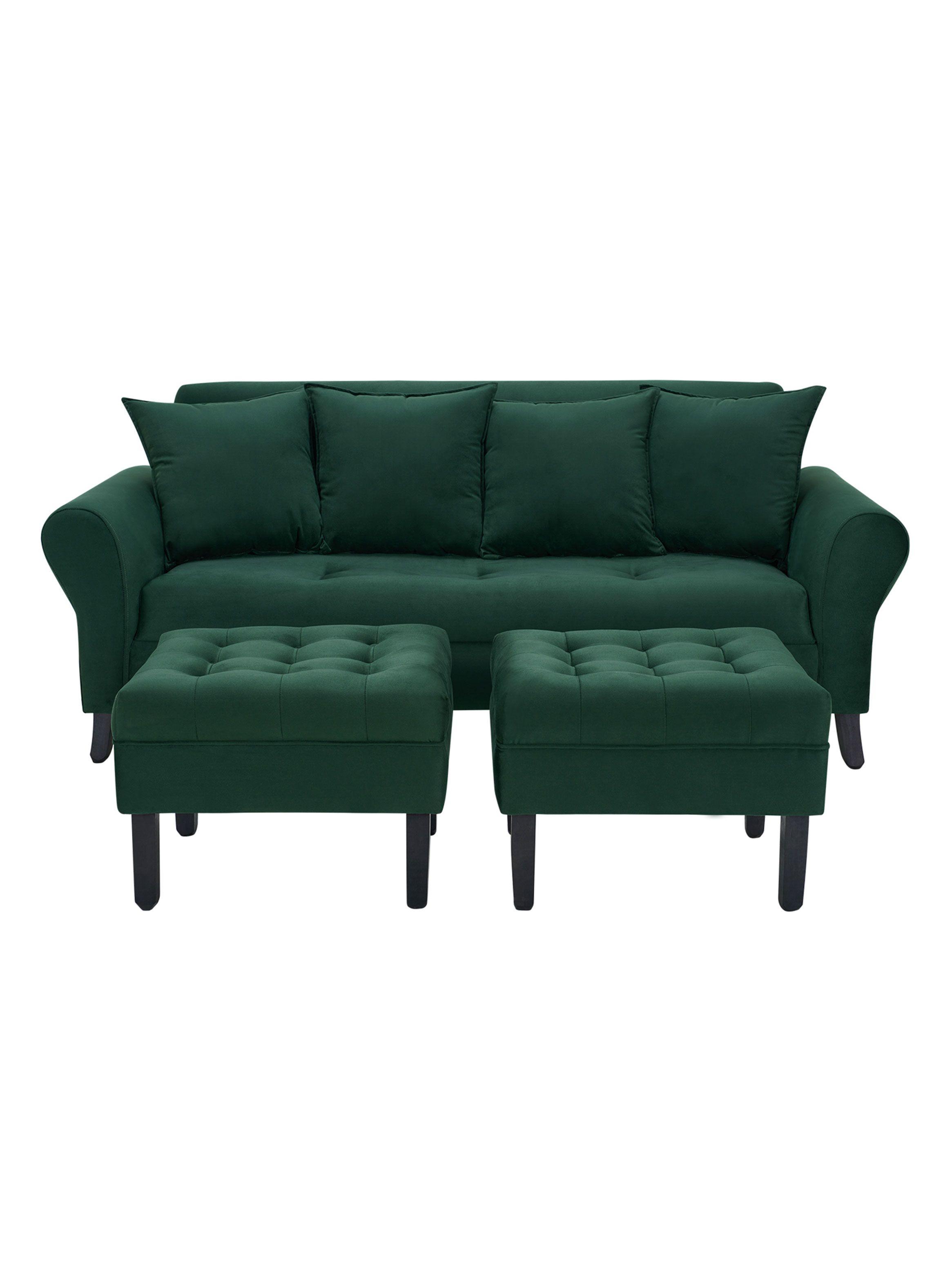 Sofá Lua 3C + 2 Poufs Felpa-0