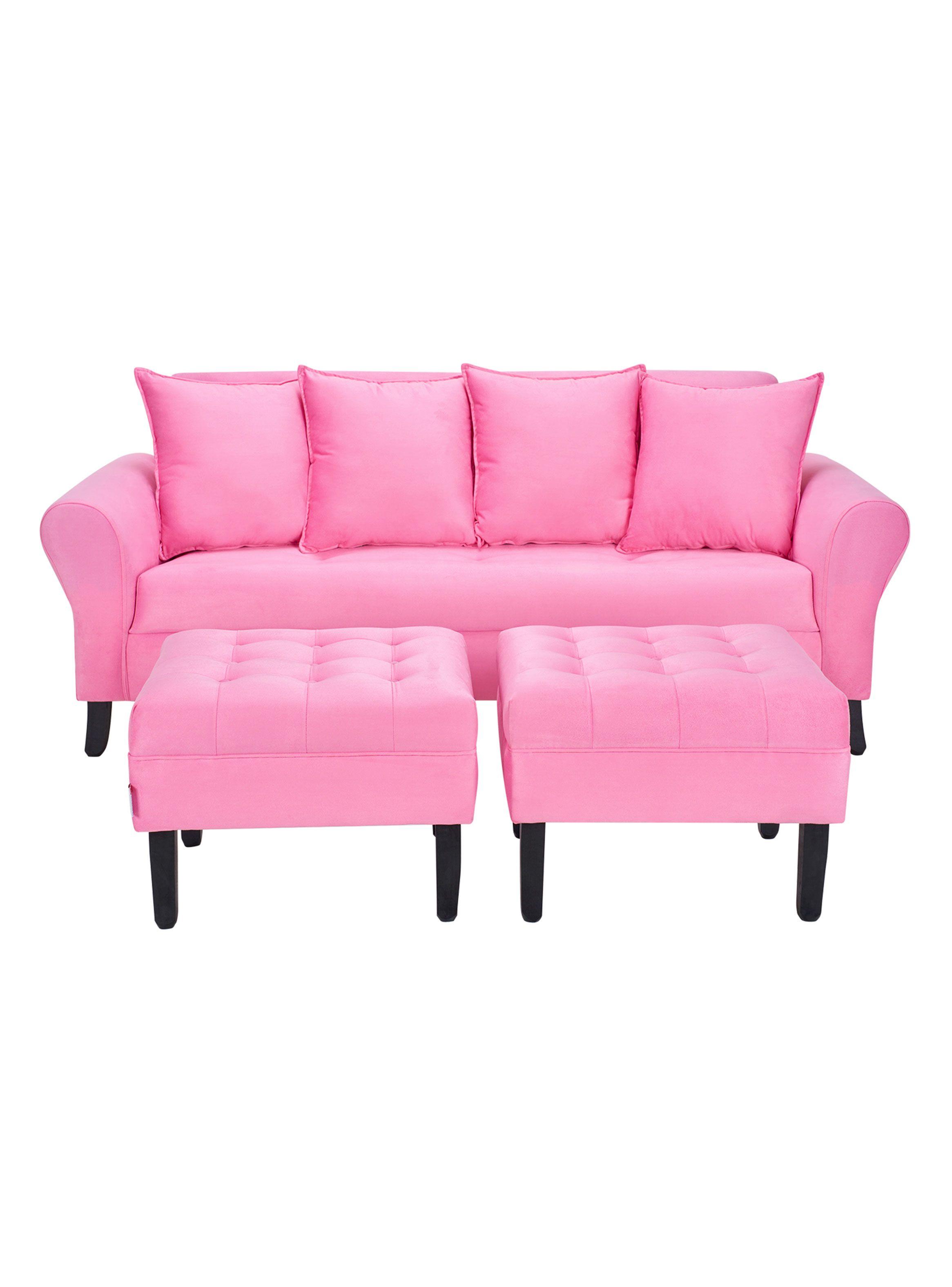 Sofá Lua 3C + 2 Poufs Felpa-0