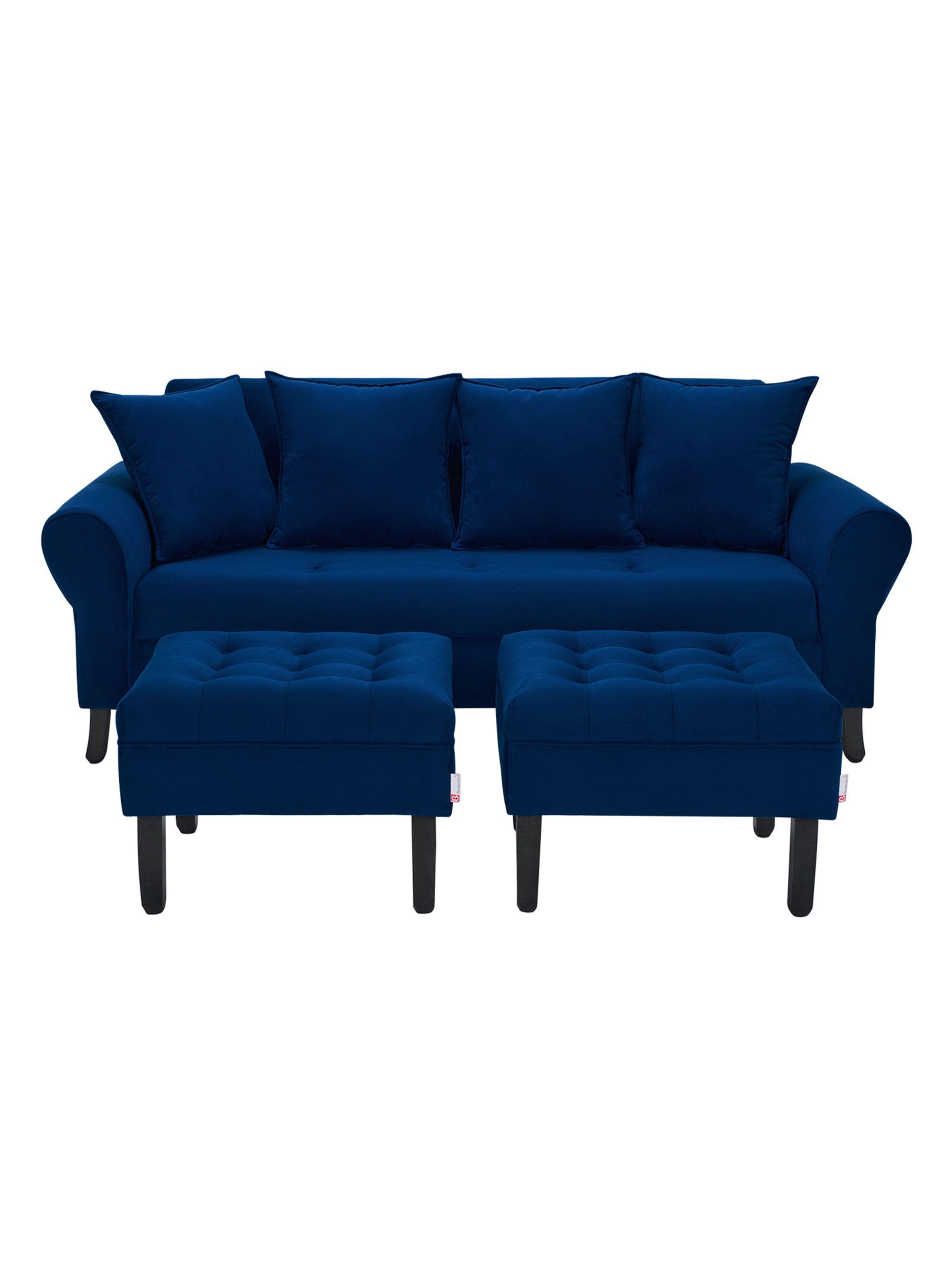 Sofá Lua 3C + 2 Poufs Felpa-0