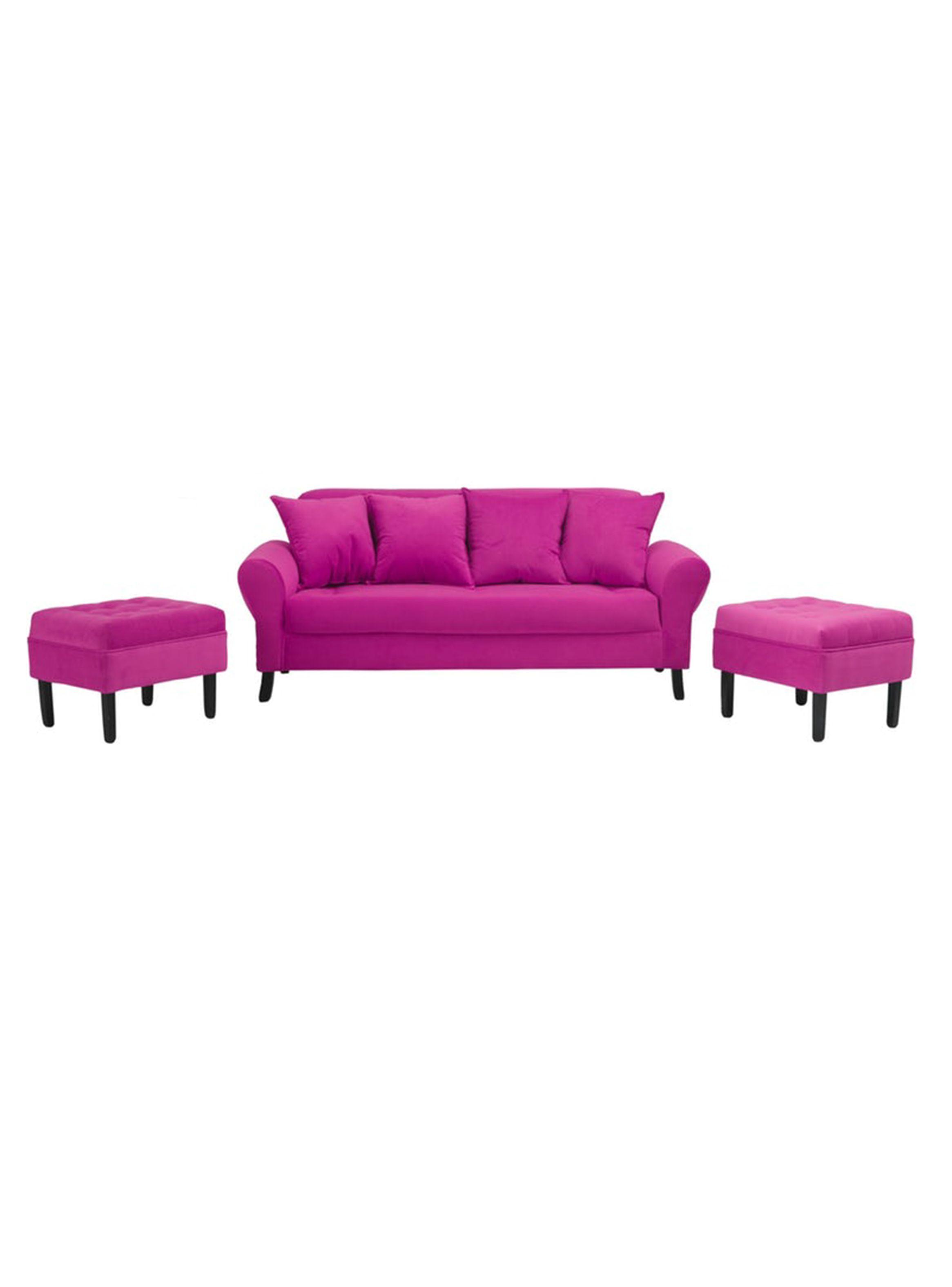 Sofá Lua 3C + 2 Poufs Felpa-0