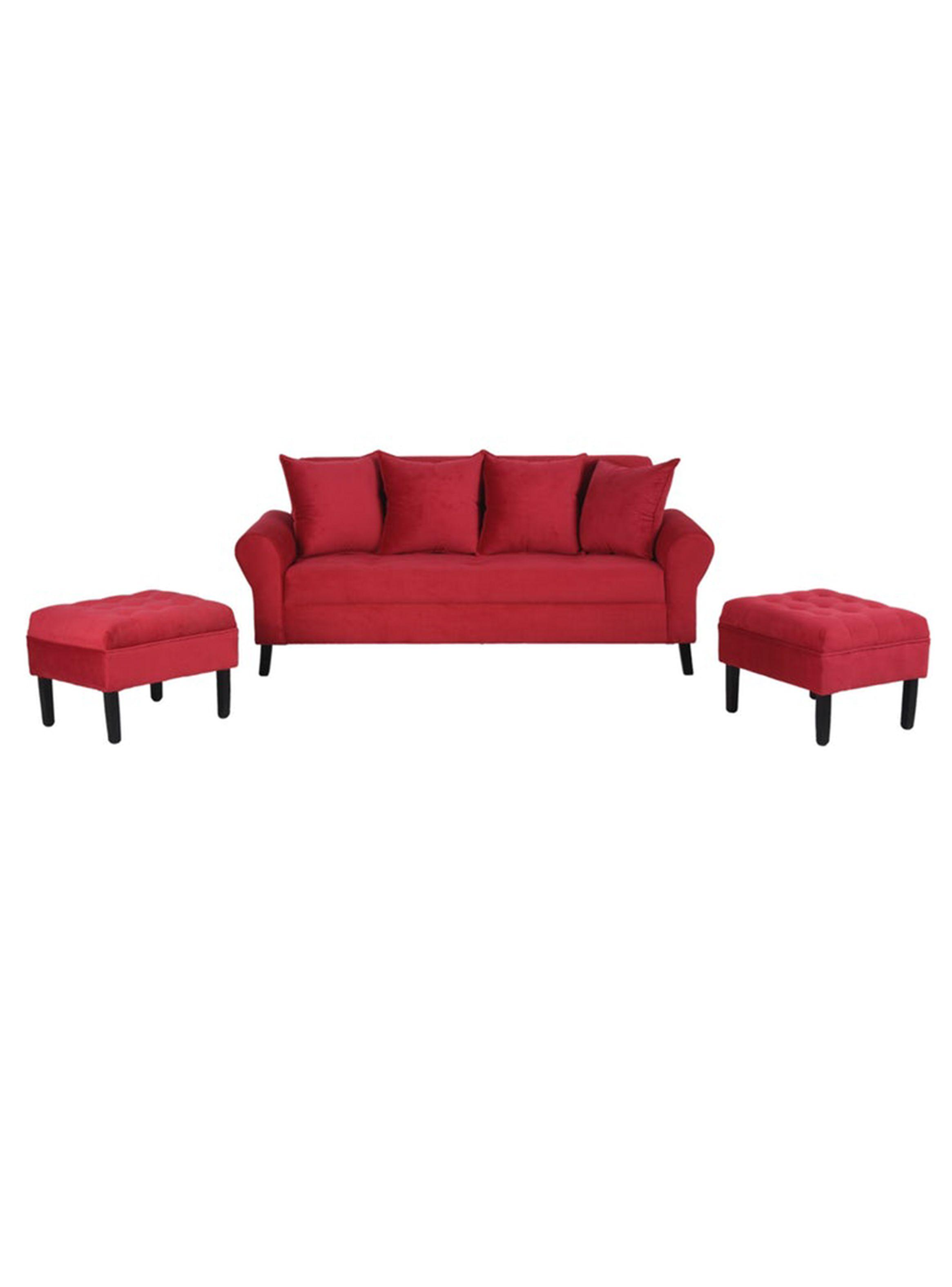 Sofá Lua 3C + 2 Poufs Felpa-0