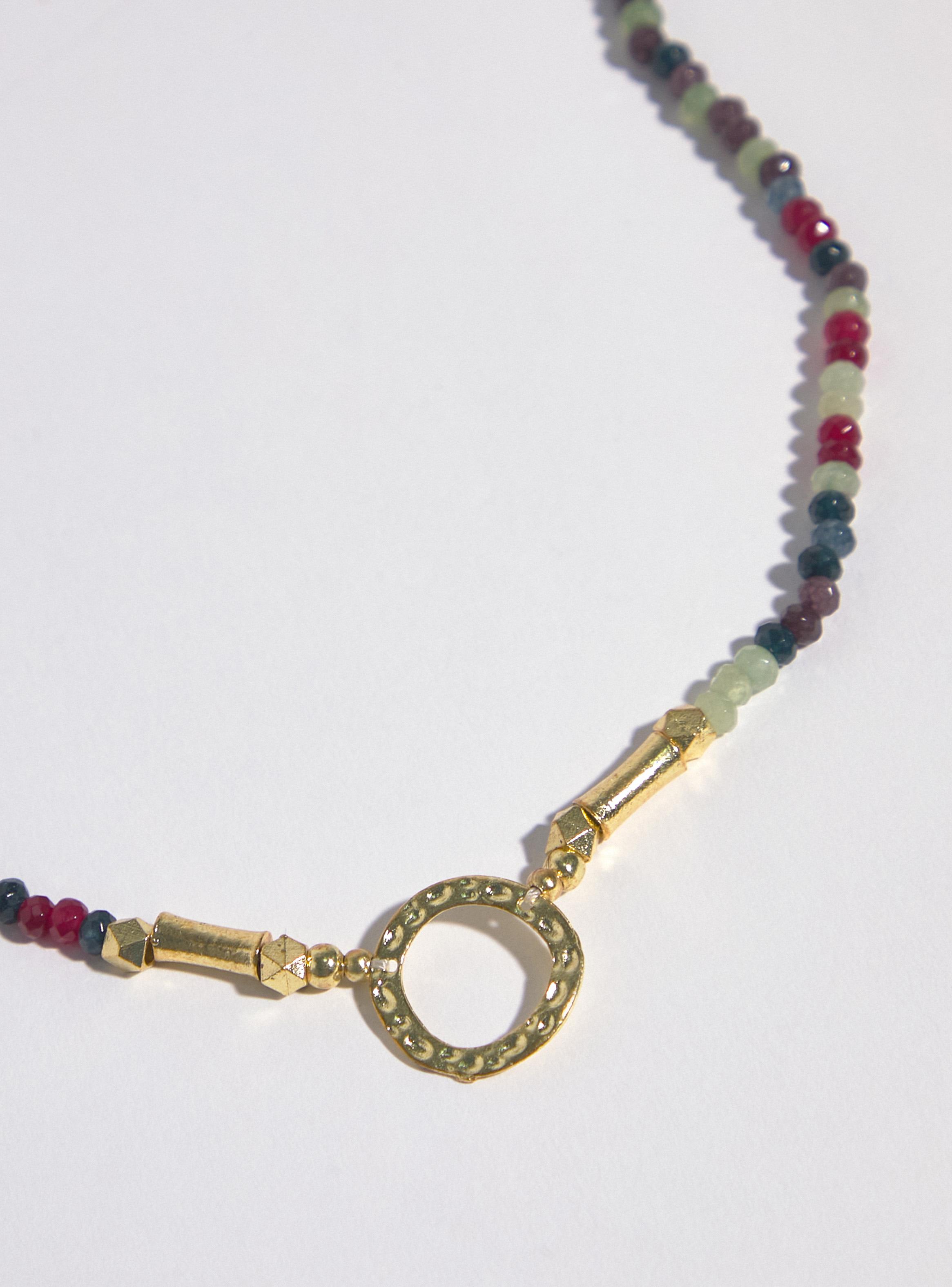 Collar Mostacillas Colores y Centro Metal-3