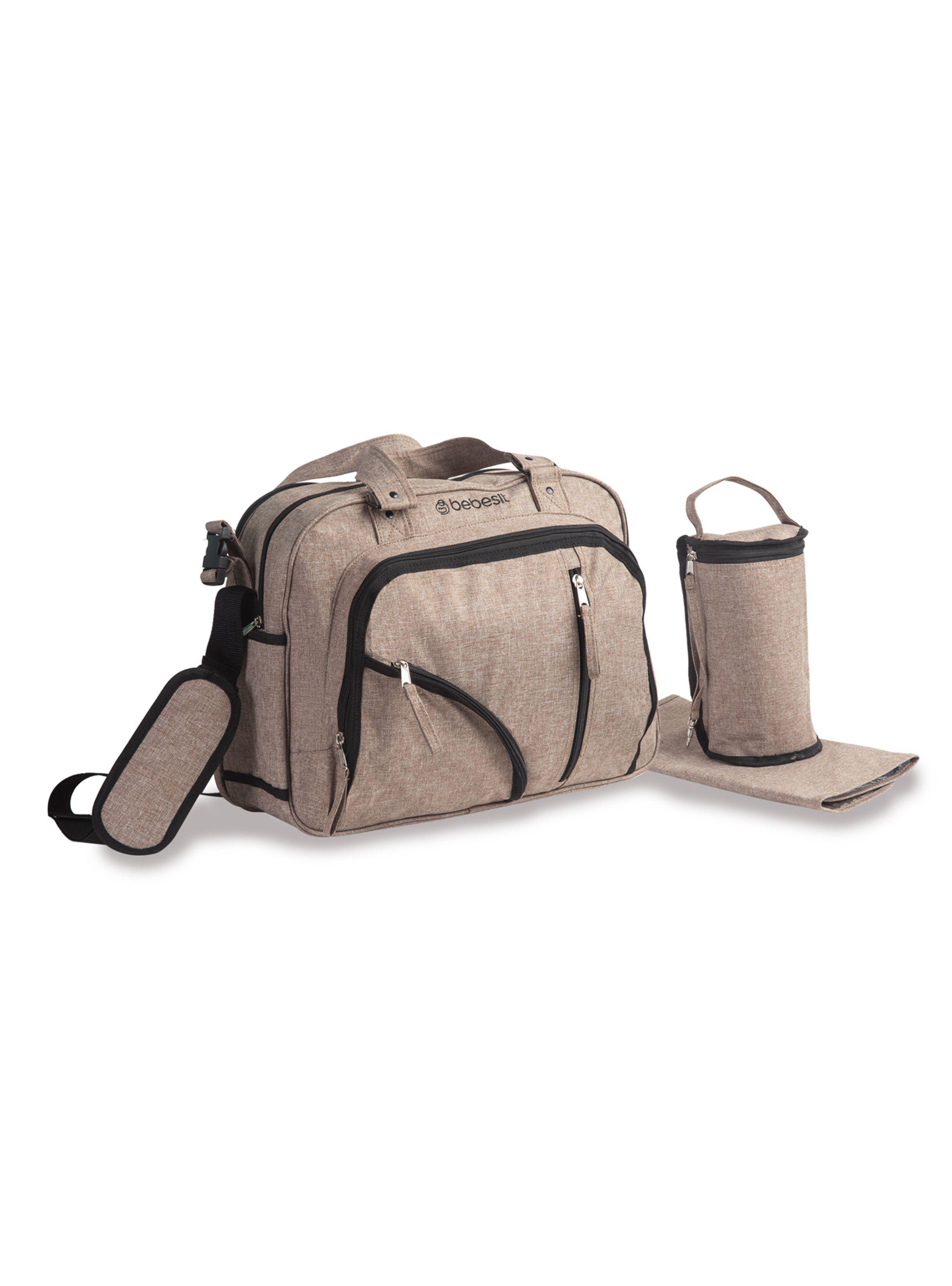 Bolso Maternal Con Porta Mamadera & Mudador Gris Bebesit-0