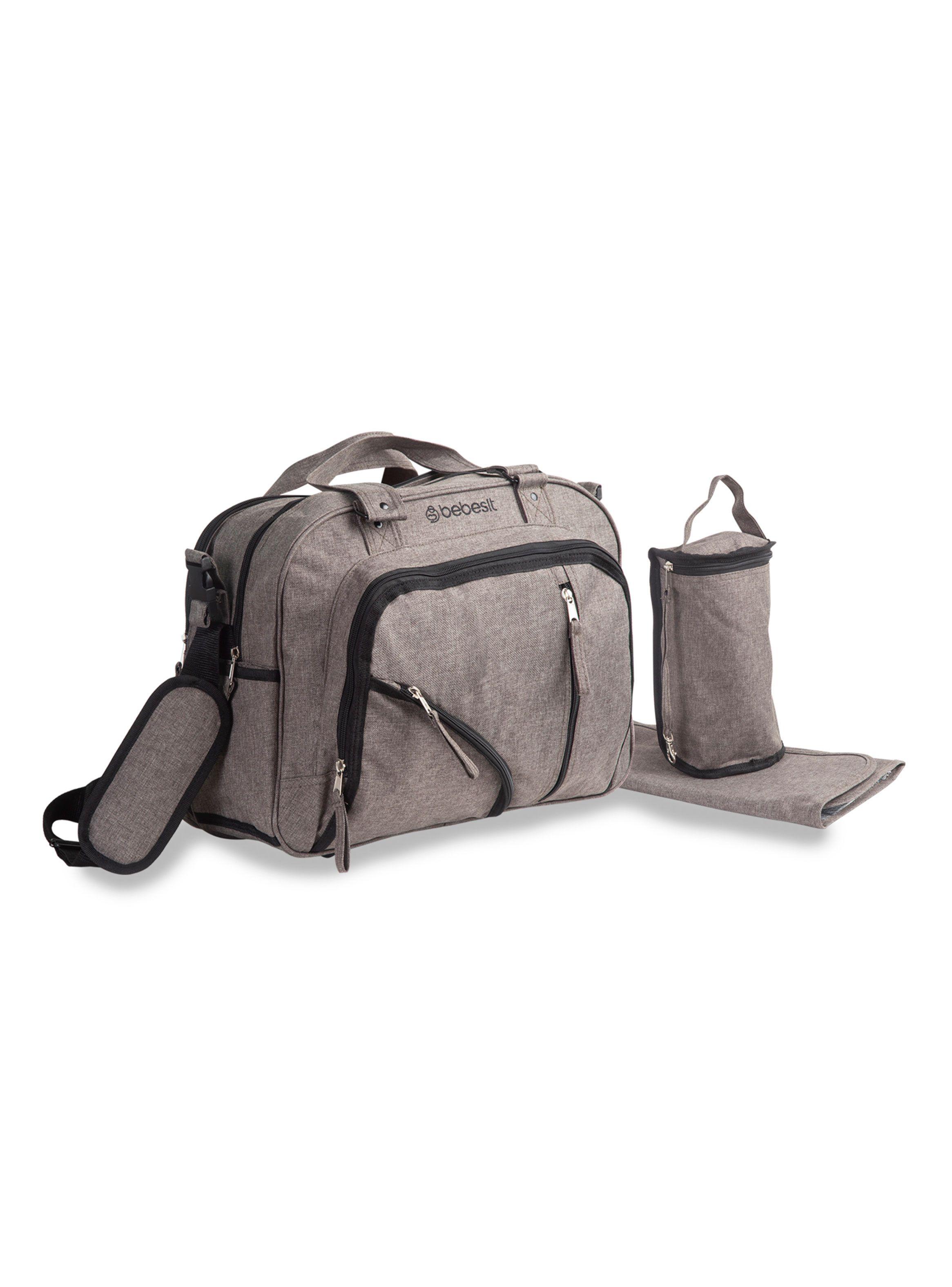 Bolso Maternal Con Porta Mamadera & Mudador Beige Bebesit-3