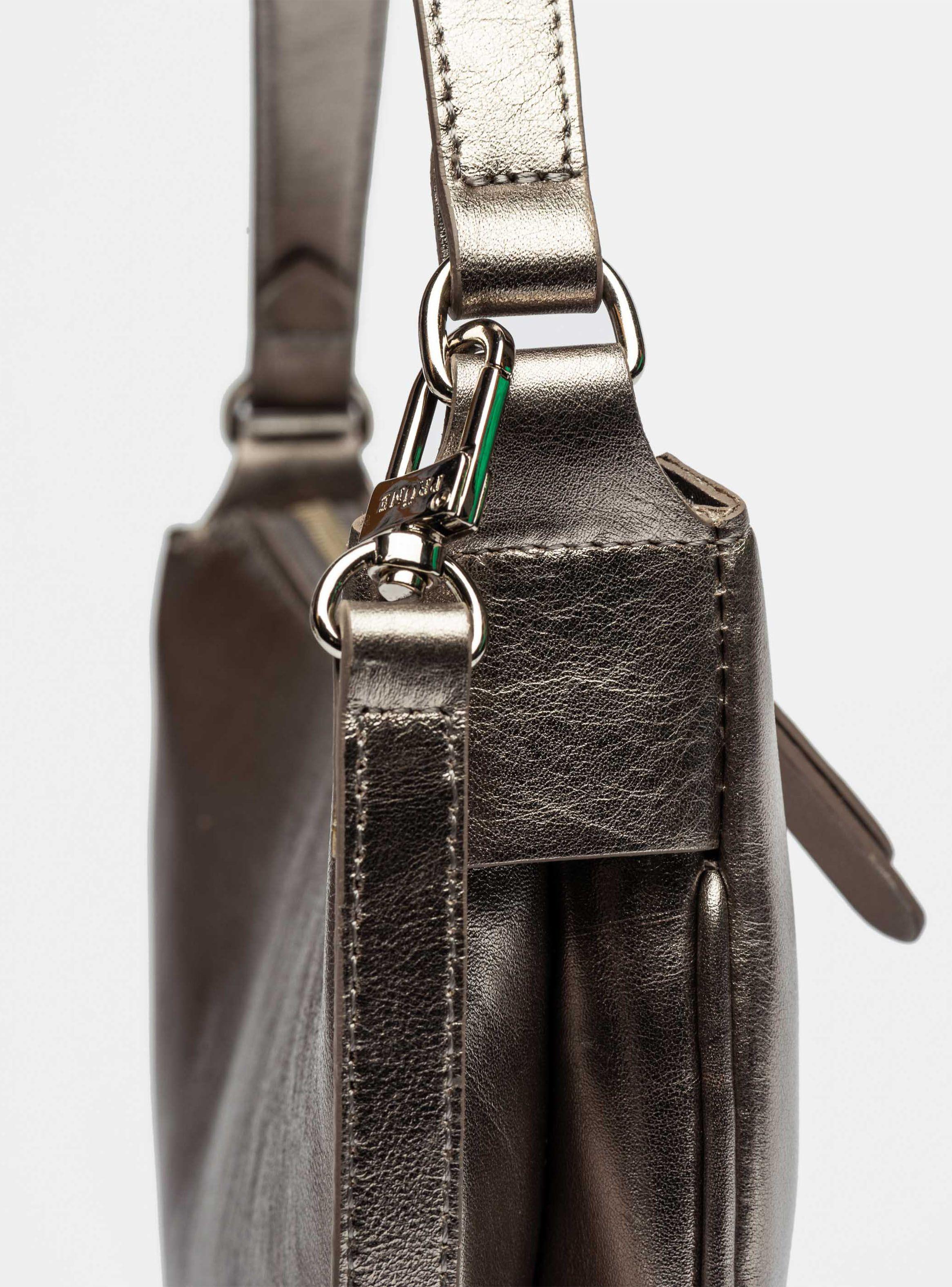 Cartera al Hombro Lua en Cuero Graneado Metalizado-3