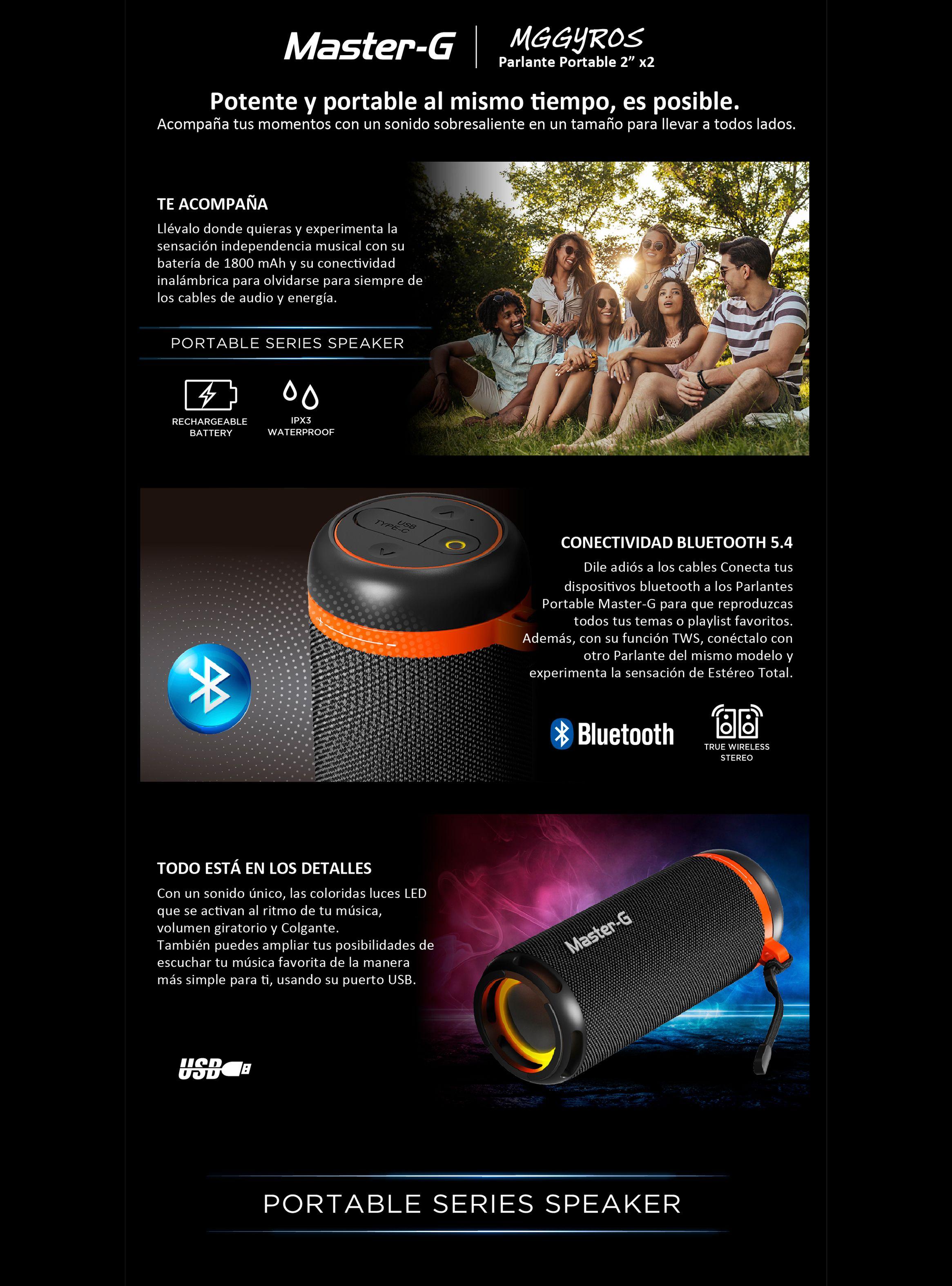 Parlante Portátil Bluetooth 10W RMS MGGYROSB-5
