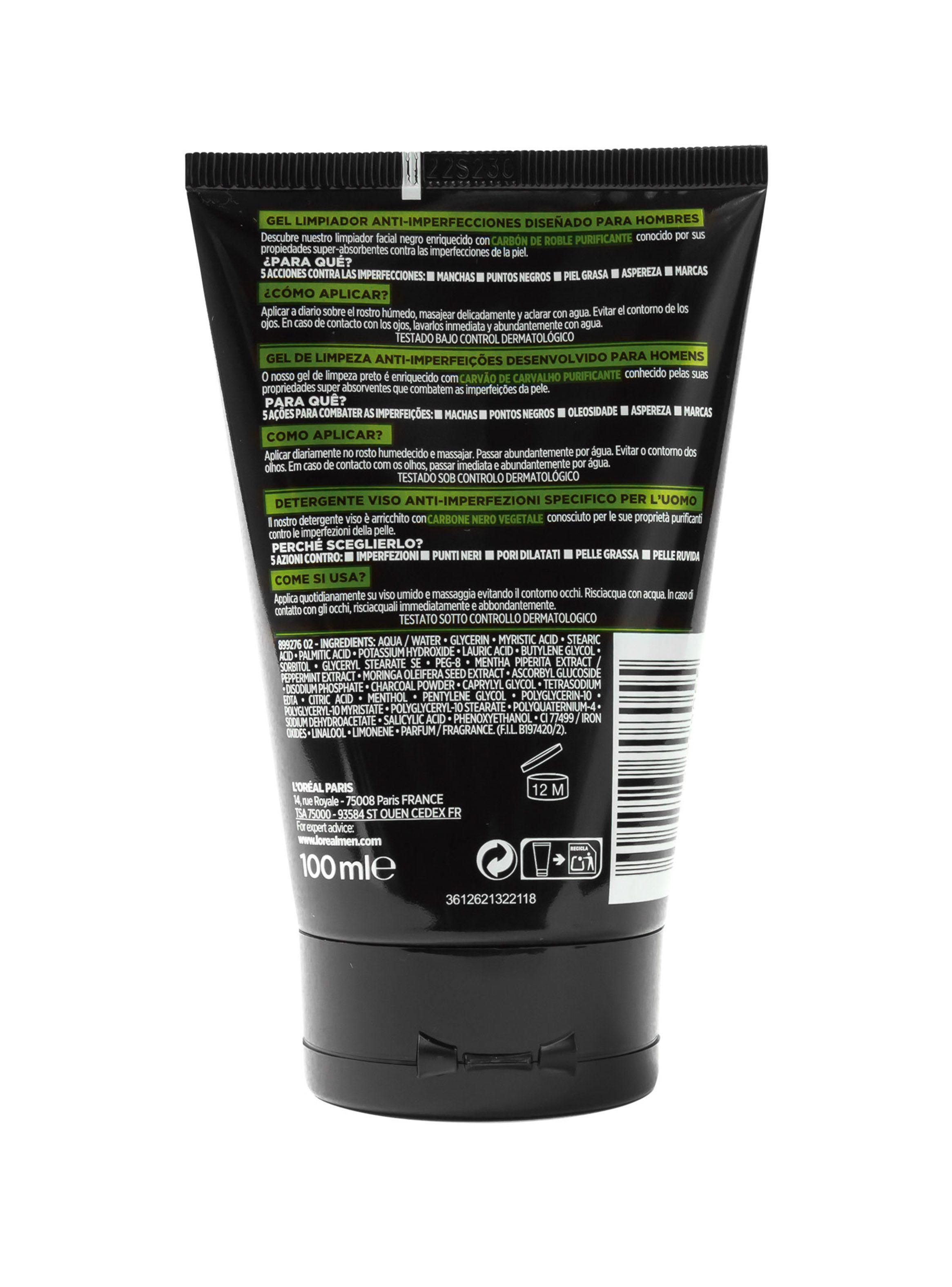 Gel Men Expert Limpiador Pure Charcoal 100 ml-2