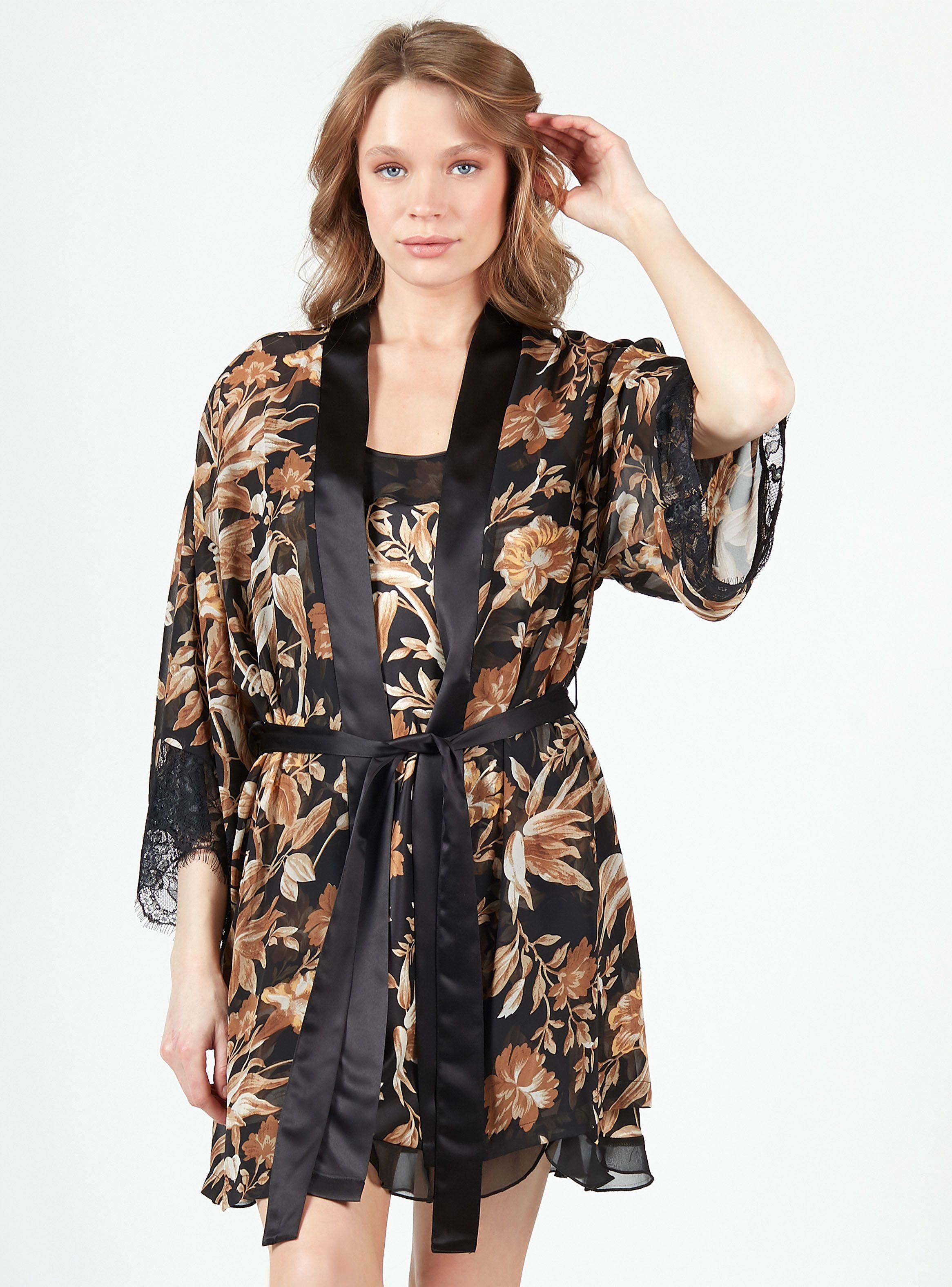 Bata Manga Larga con Lazo en La Cintura y Bolsillos-0