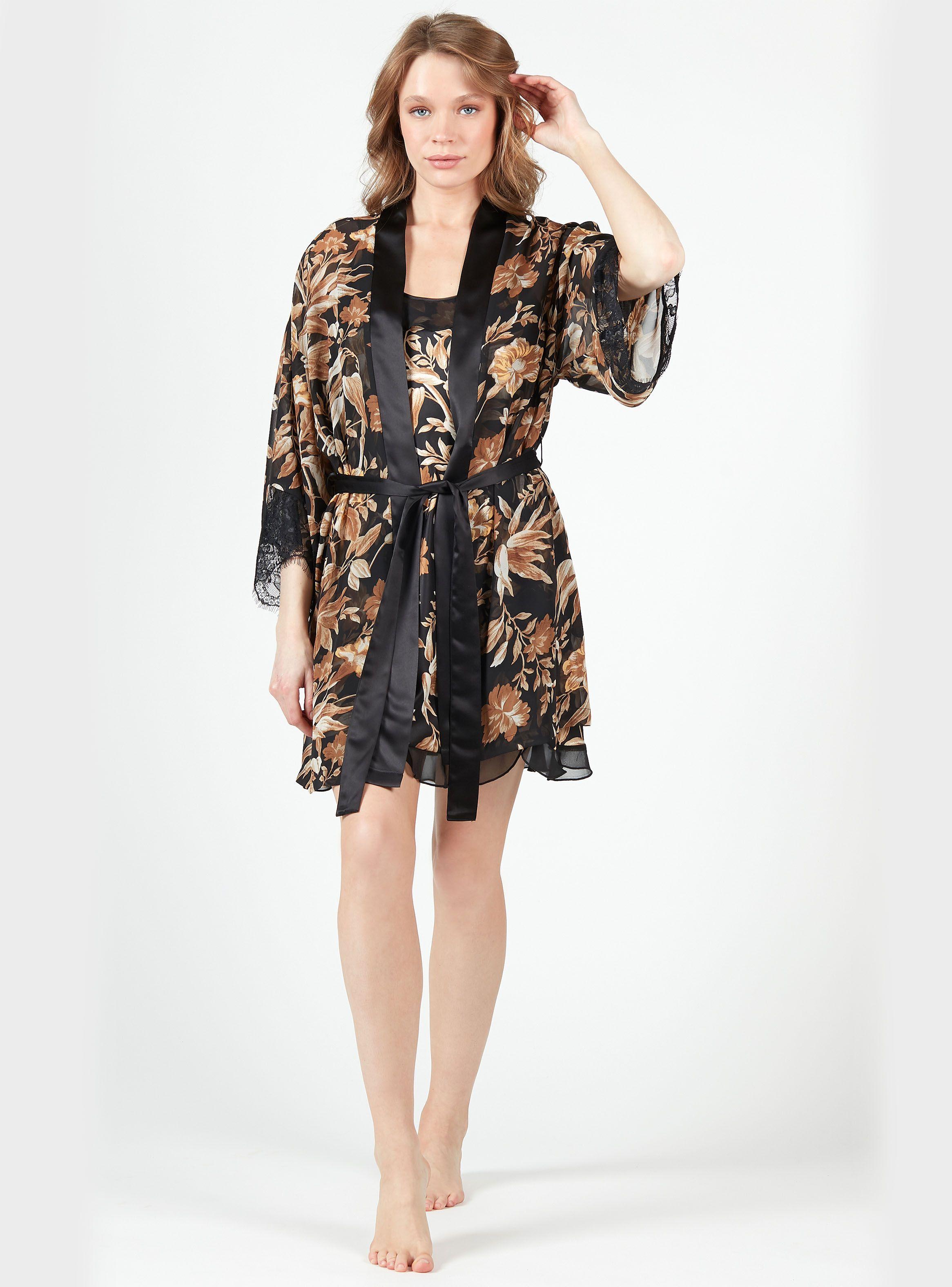 Bata Manga Larga con Lazo en La Cintura y Bolsillos-4