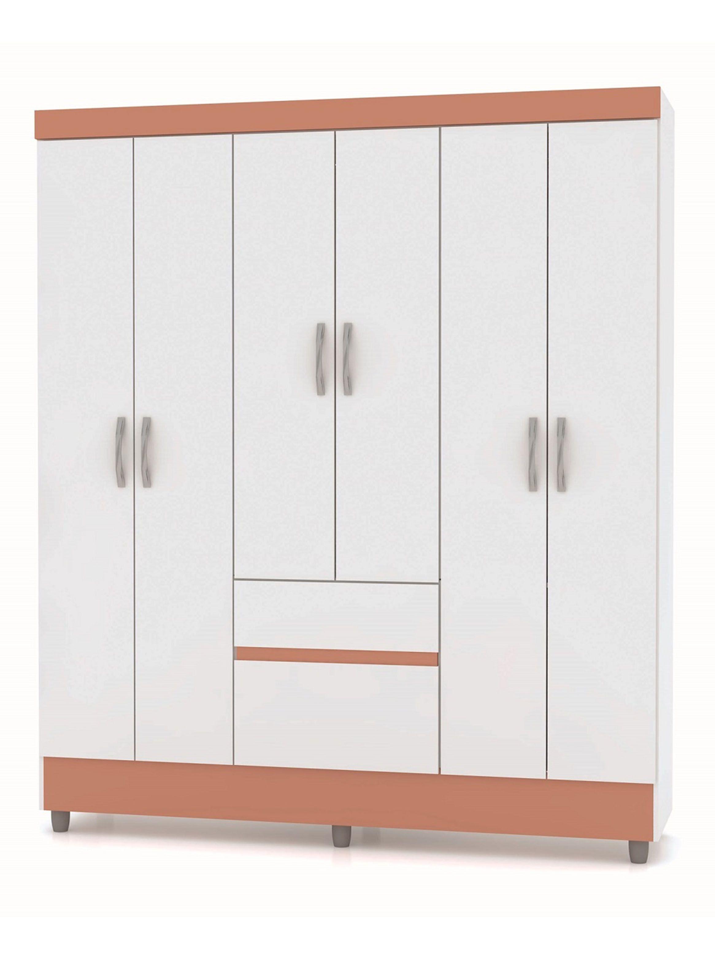 Clóset Ideal 6 Puertas 2 Cajones Blanco Rosa-0
