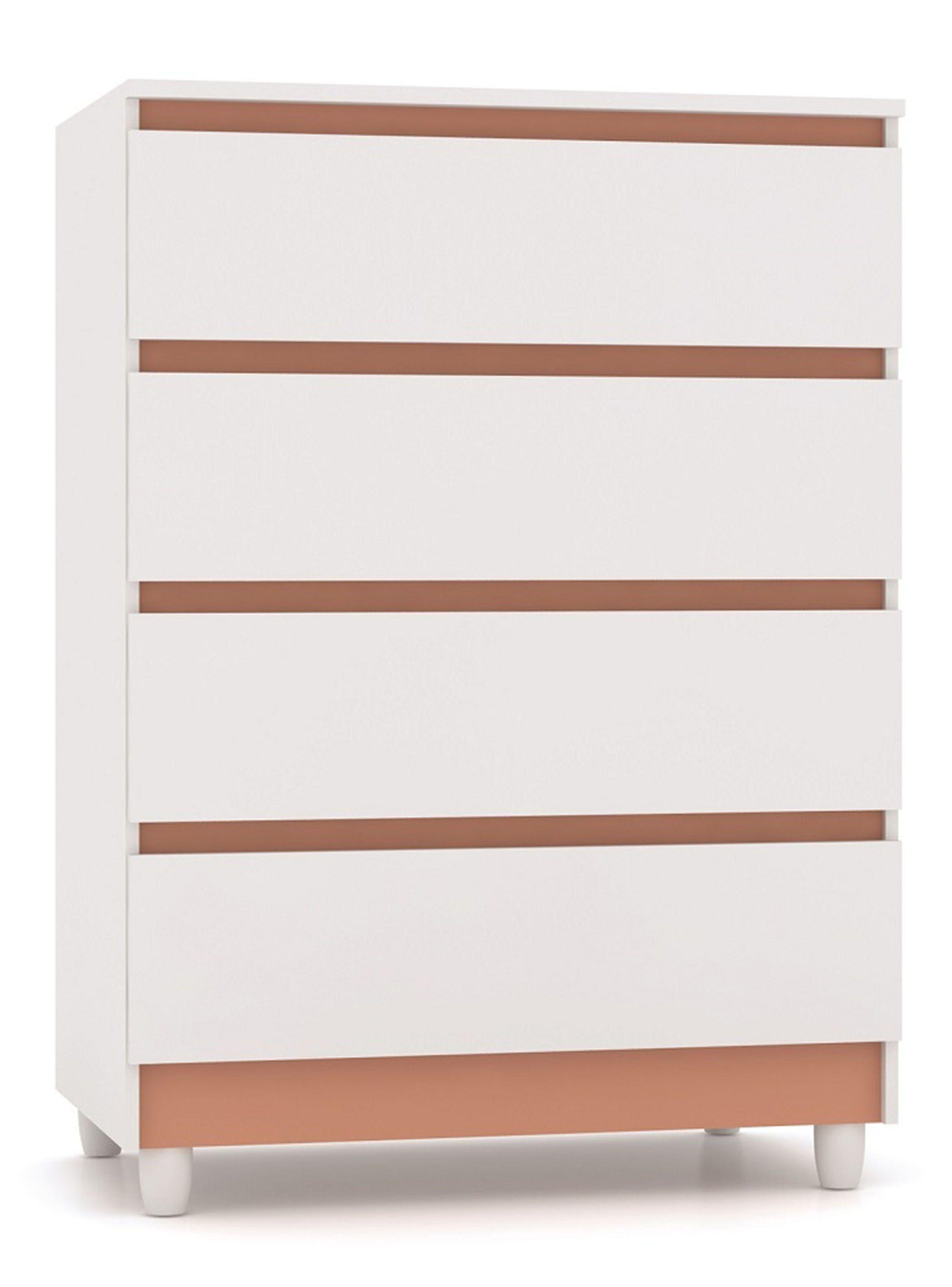 Cómoda Río 4 Cajones Blanco Rosa-0