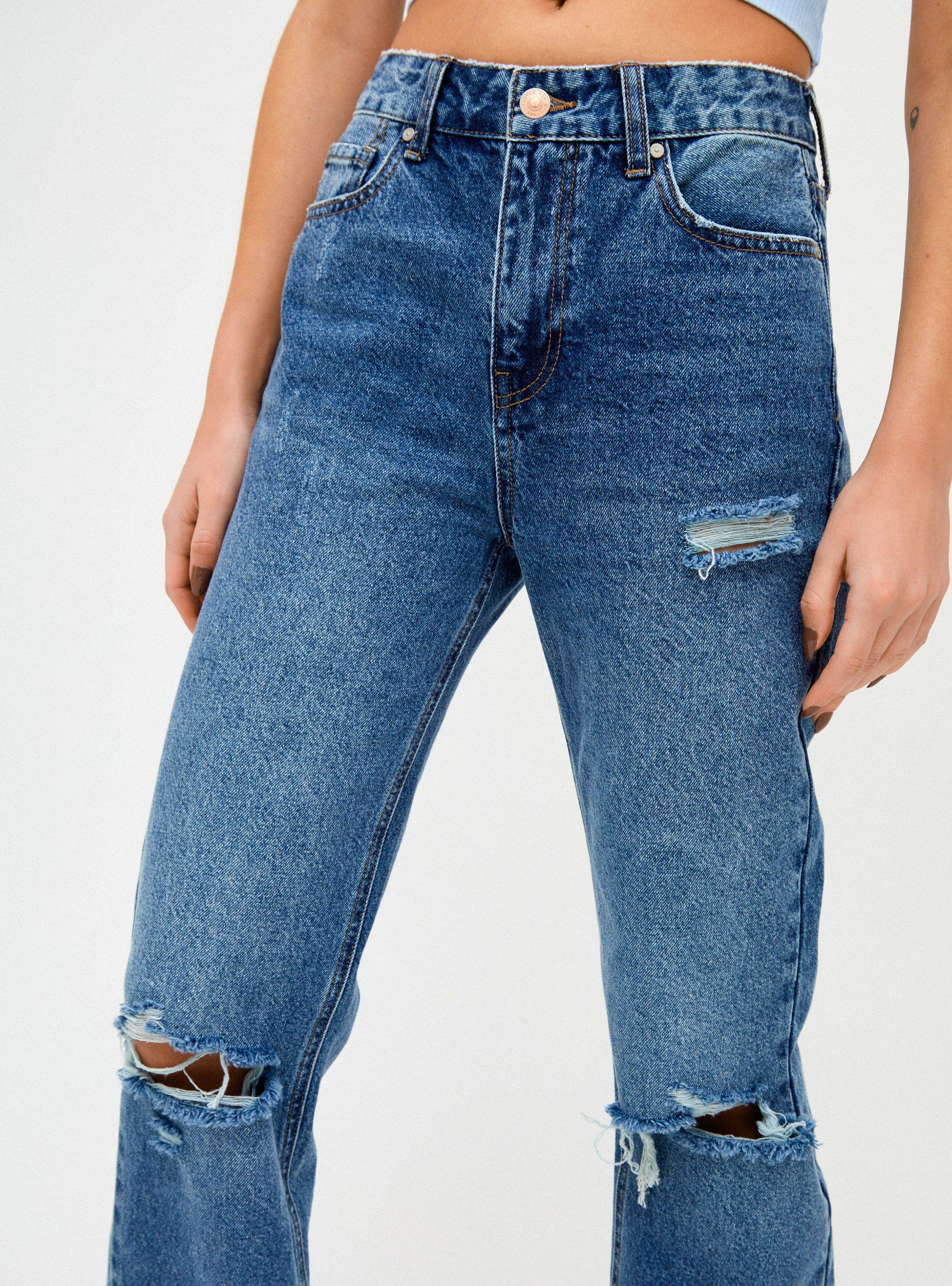 Jeans Tiro Alto con Cortes-2