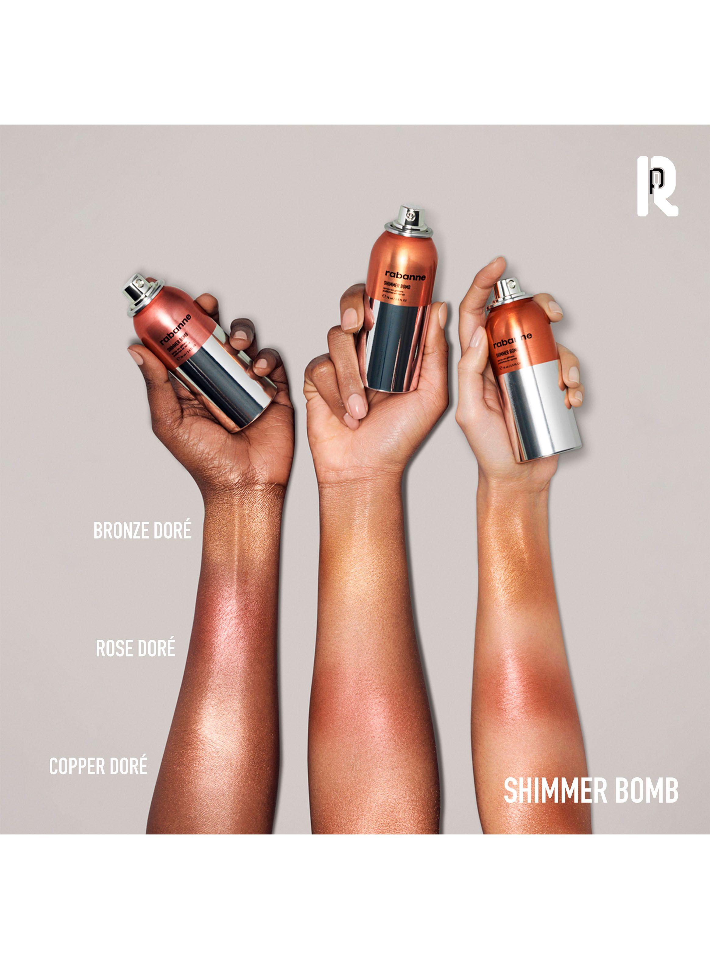 Shimmer Bomb Spray-On Glitters Iluminador en Aerosol Rabanne Rose Dore-5