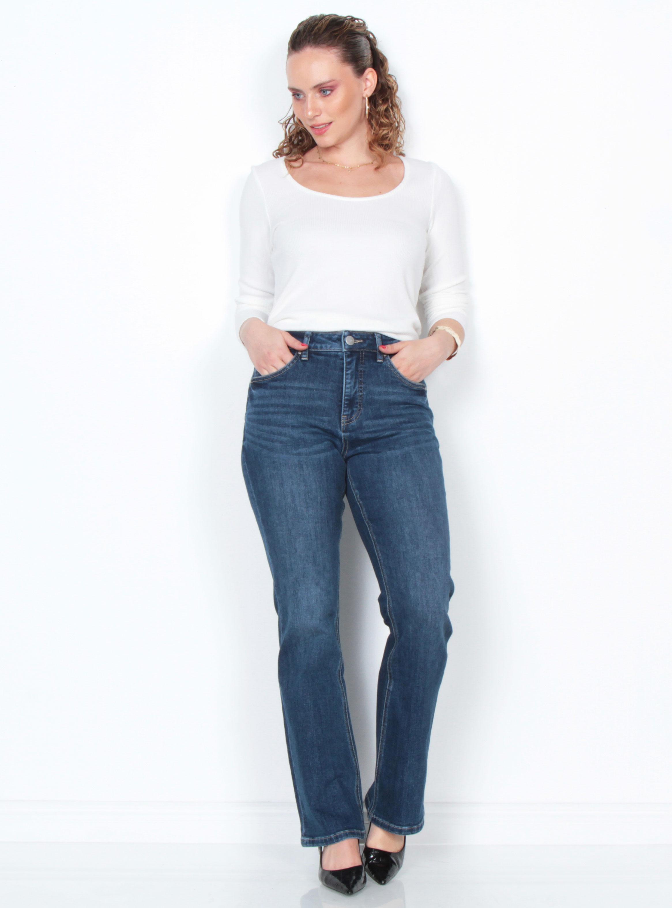 Jeans Recto Tiro Alto con Botón Regular Fit-3