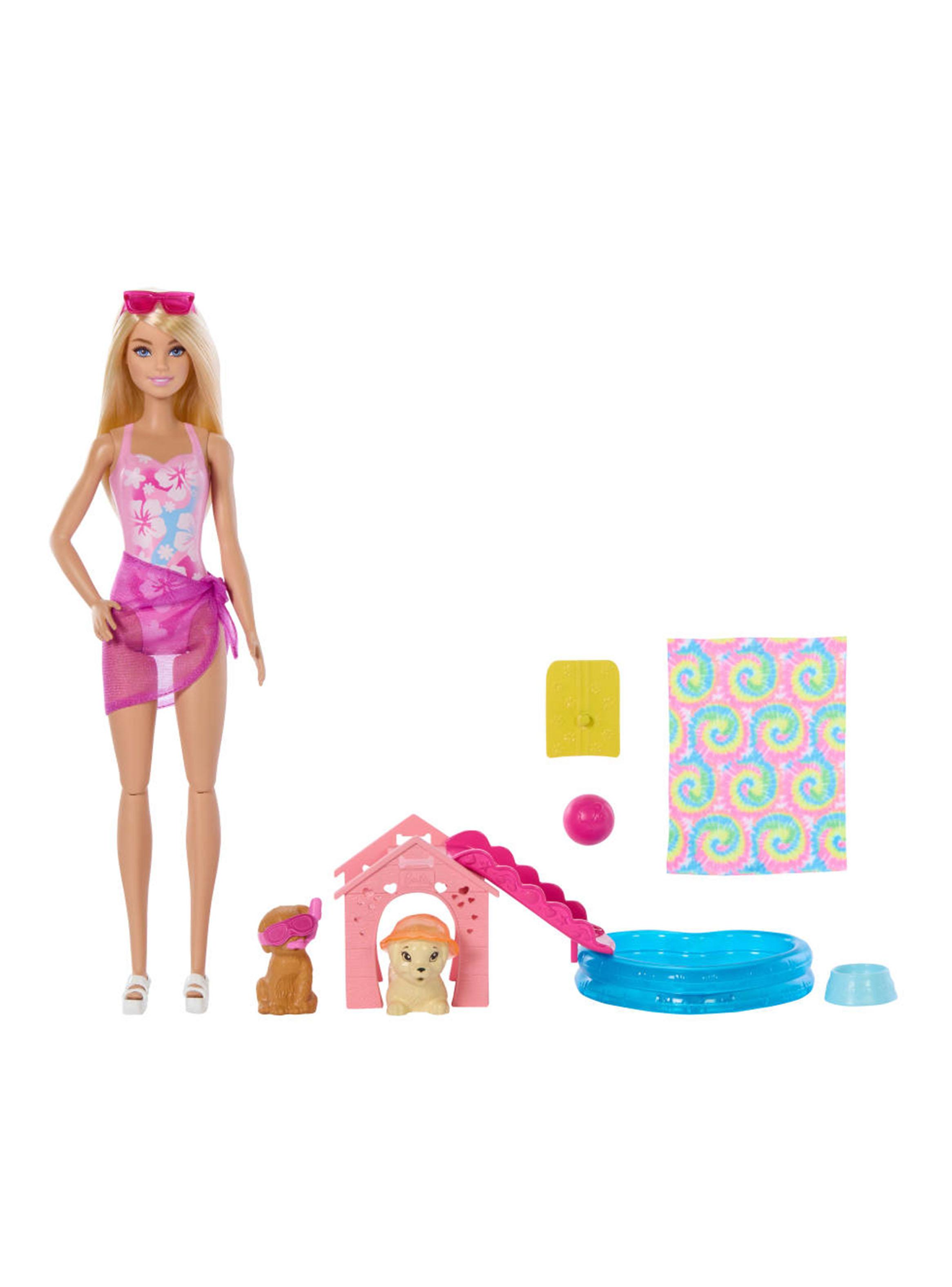 Muñeca Barbie Fiesta en la Piscina con Perritos-5