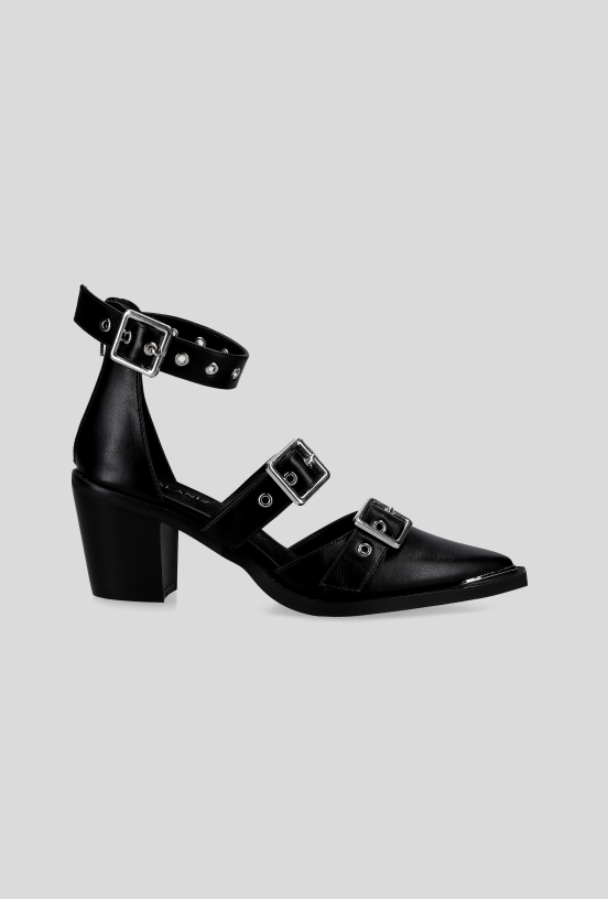 Zapato Casual con Taco y Hebillas Metálicas Mujer-4