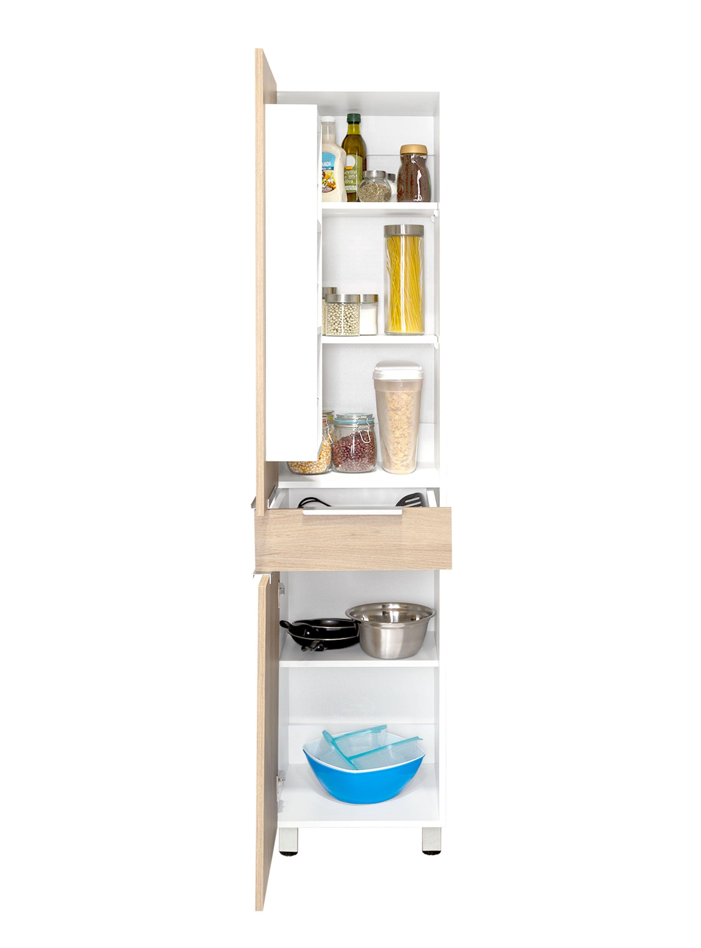 Despensa Cocina Melia 2 Puertas 1 Cajón Rovere Blanco-2