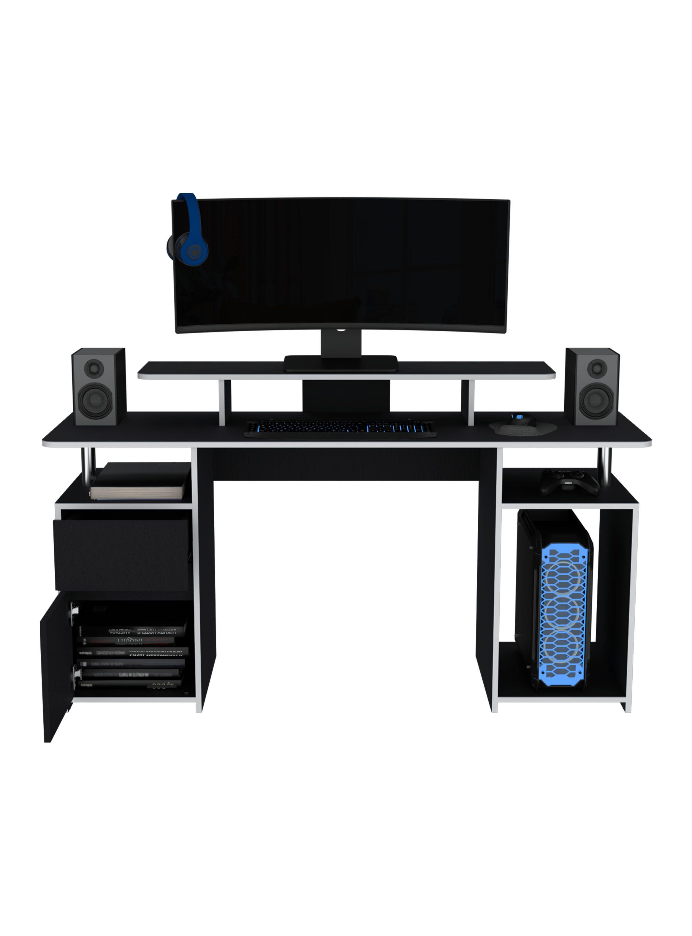 Escritorio Gamer Keria 1 Puerta 1 Cajón Wengue-3