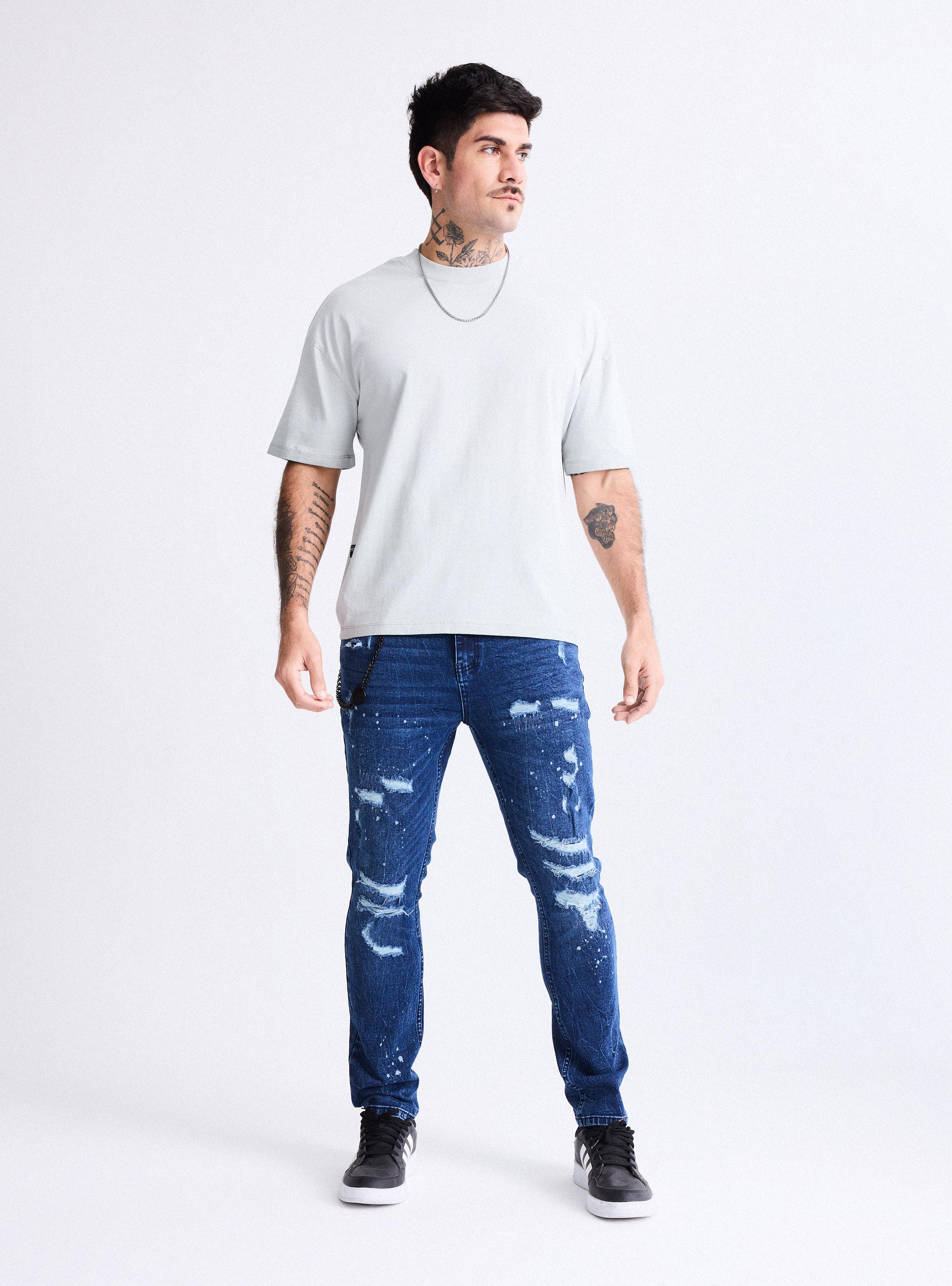Jeans Ed Hardy Roturas con Cadena Skinny Fit-4