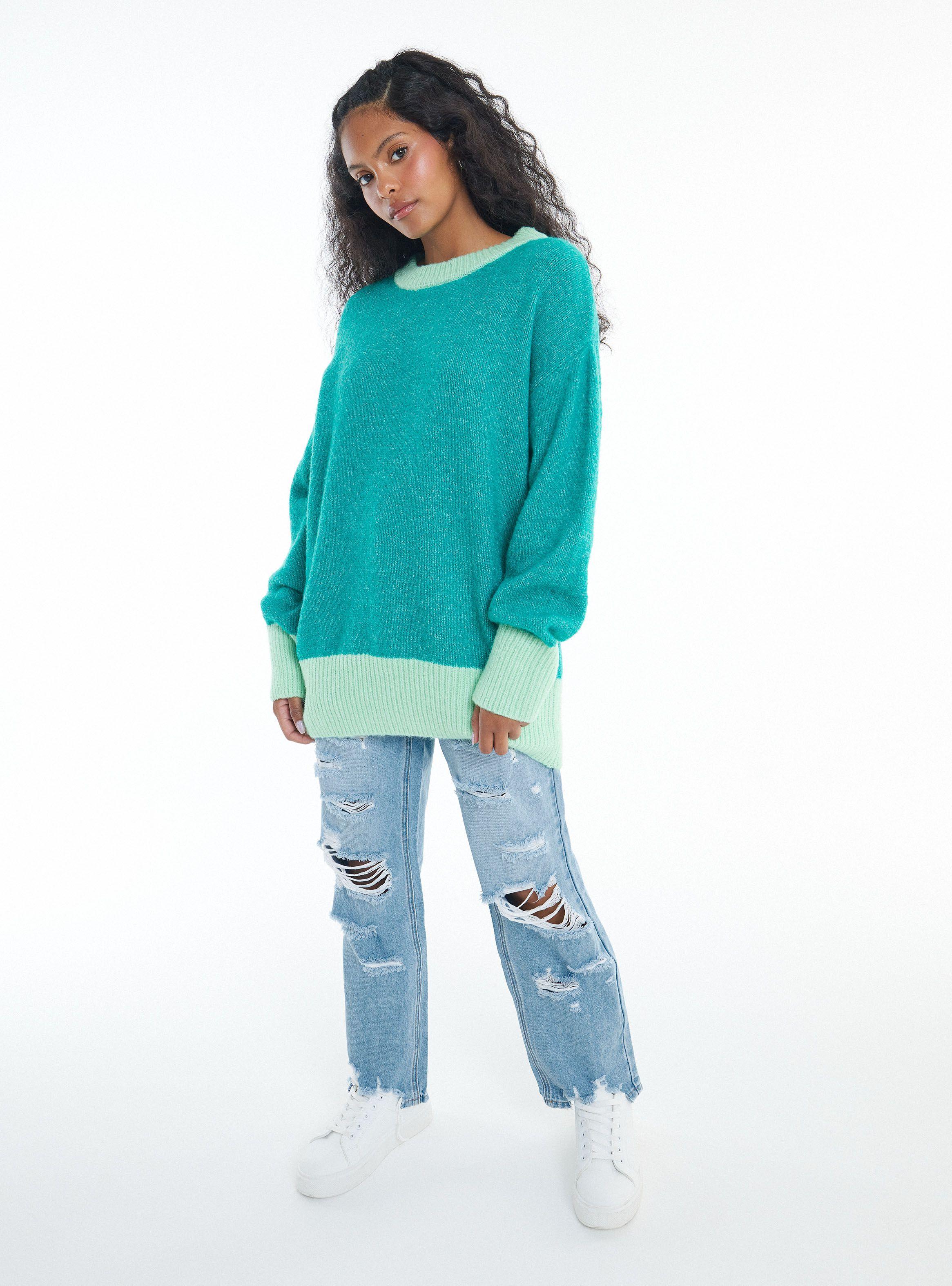 Sweater Oversize con Puño y Basta en con traste-3