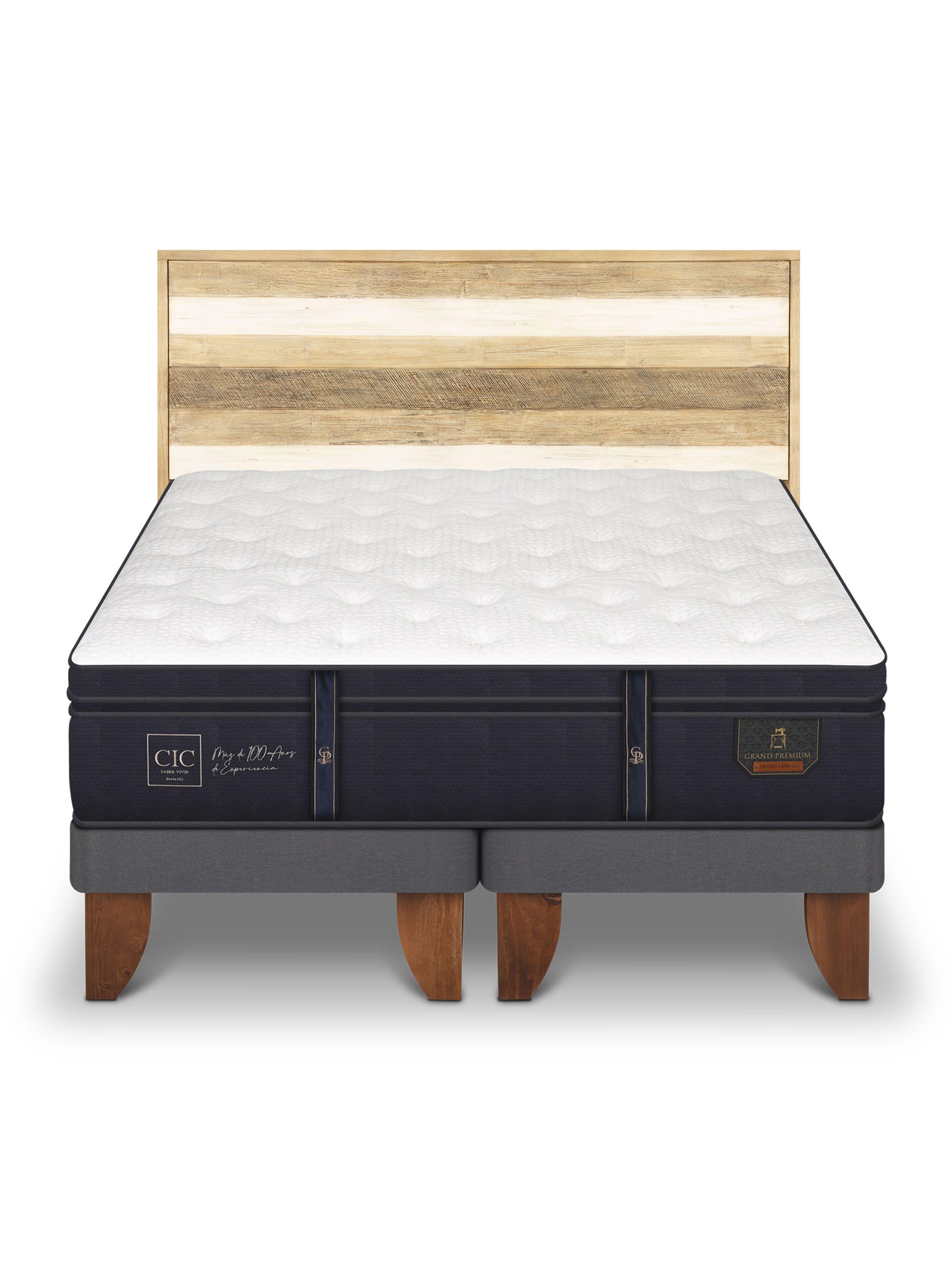 Cama Europea Grand Premium 2 Plazas Base Dividida + Respaldo Loira-2