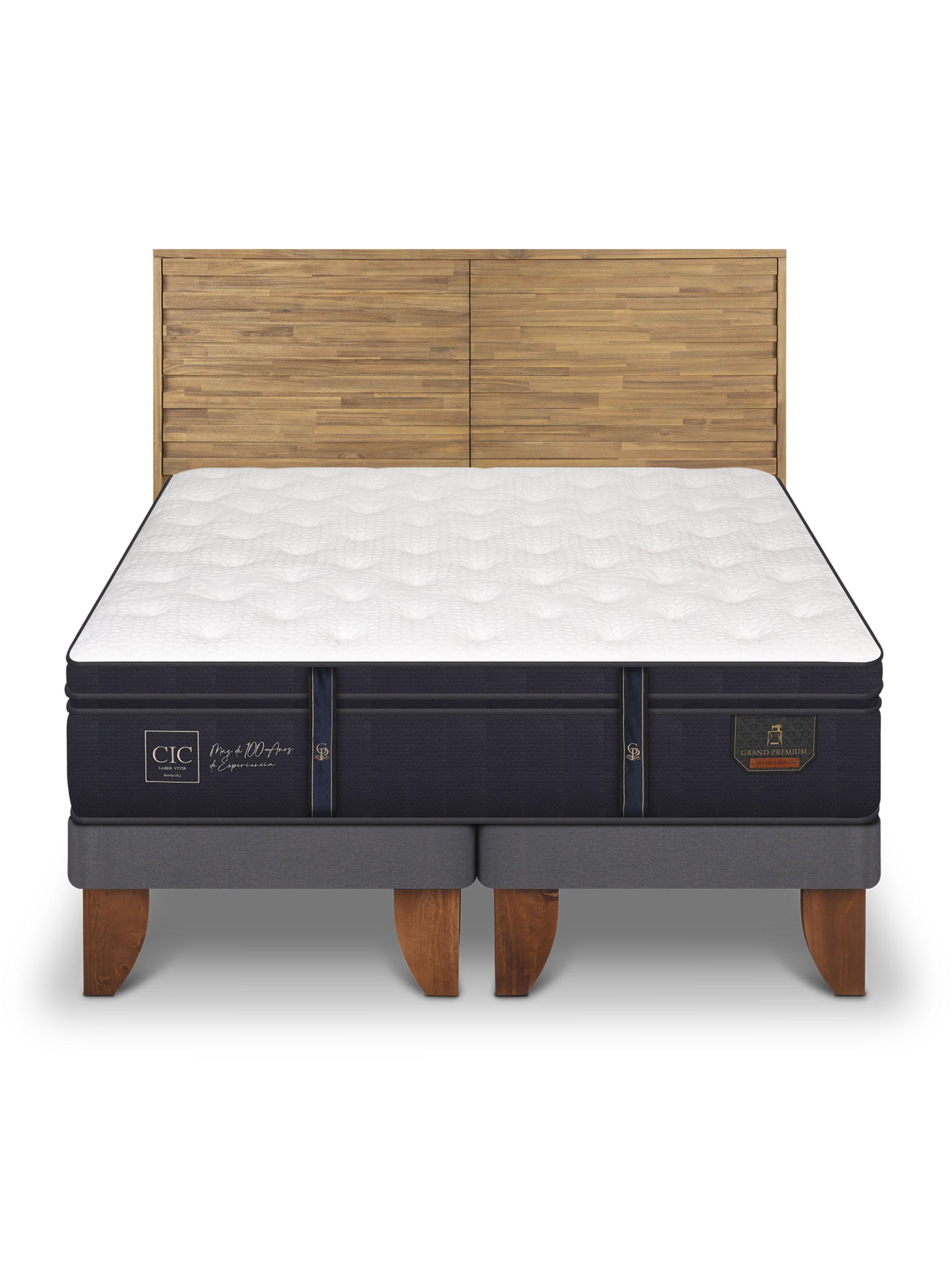 Cama Europea Grand Premium 2 Plazas Base Dividida + Respaldo Rodano-2