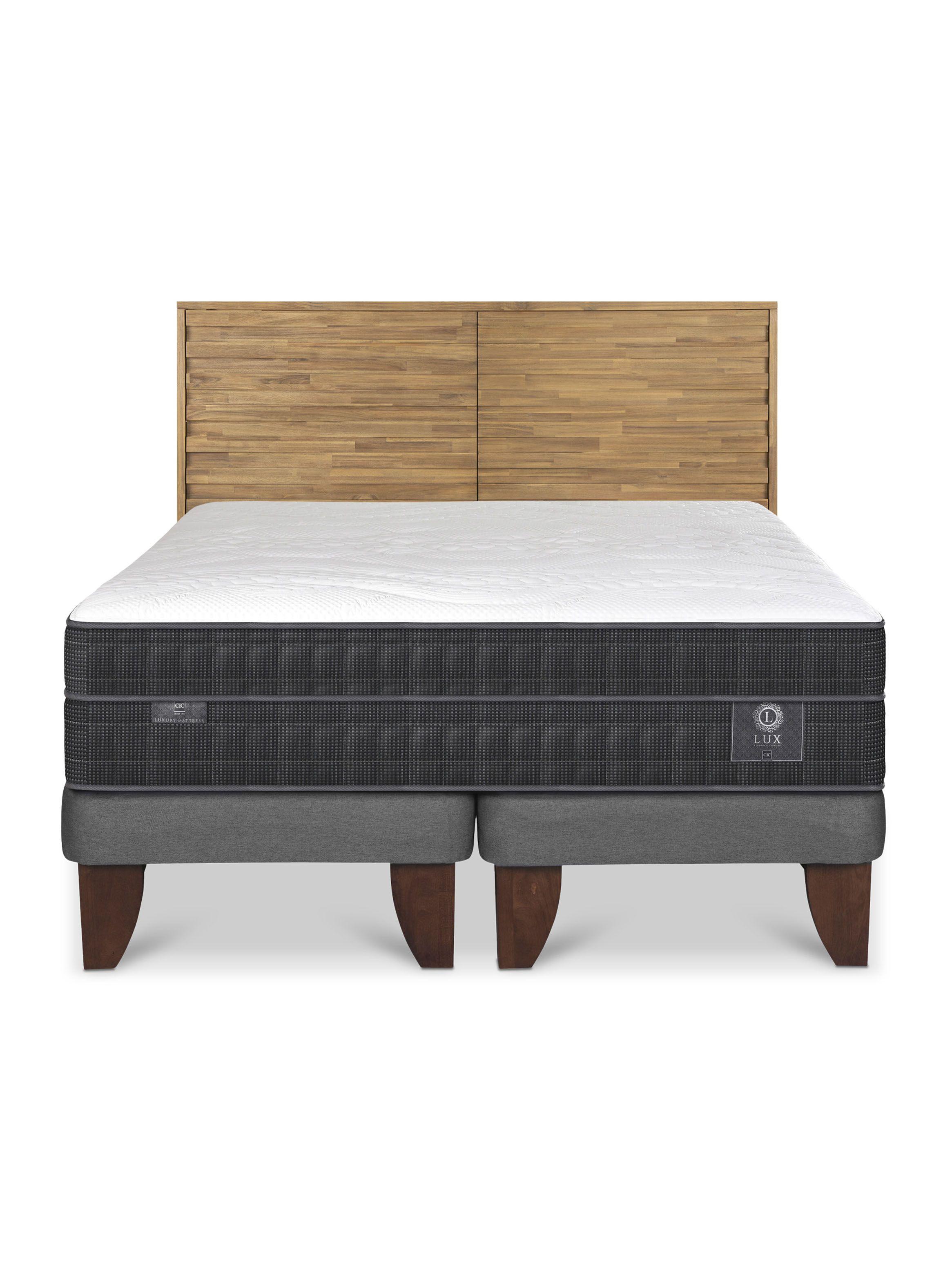 Cama Europea Lux 2 Plazas Base Dividida + Respaldo Rodano-2