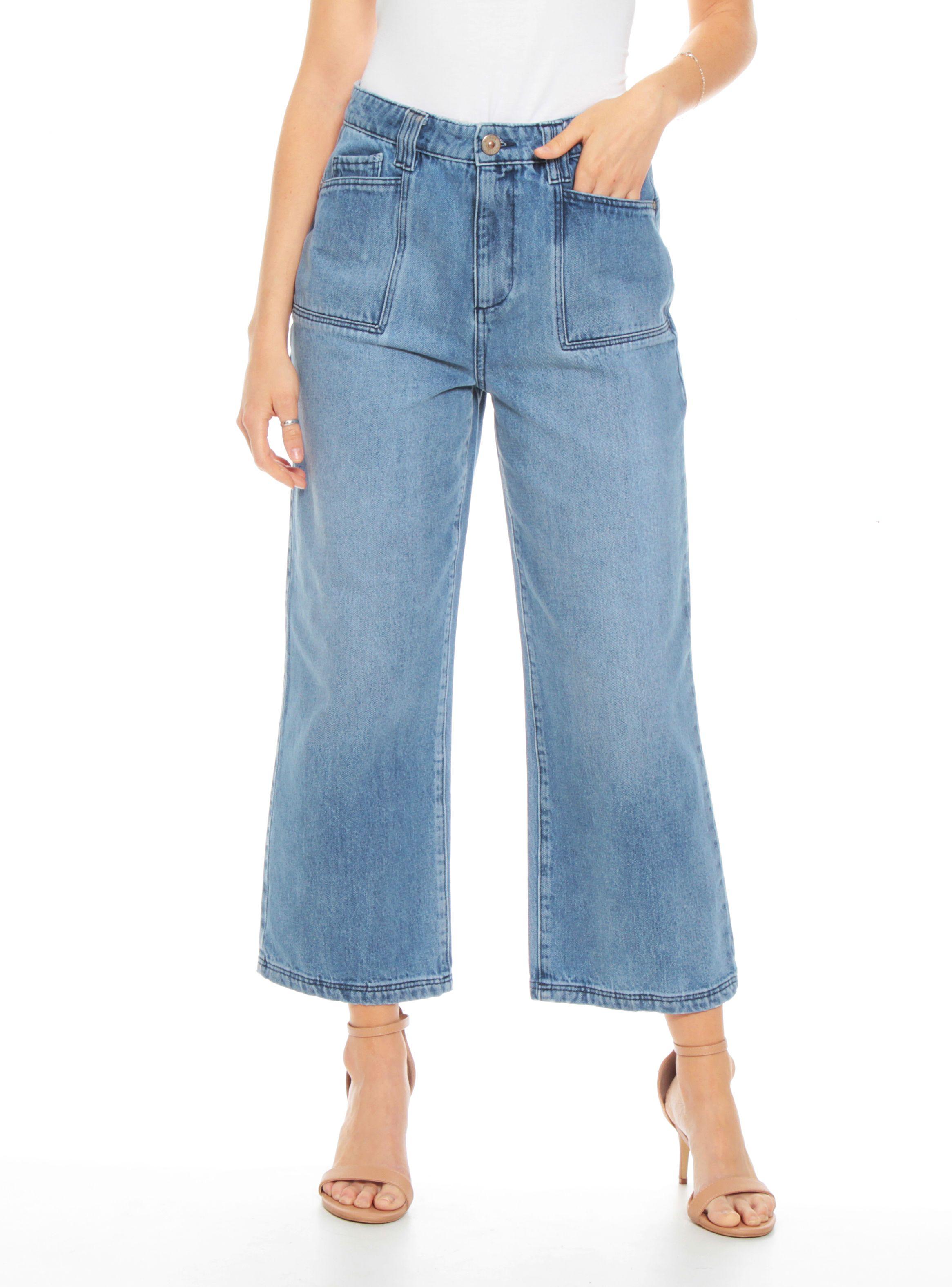 Jeans Culotte Bolsillo Parche-0