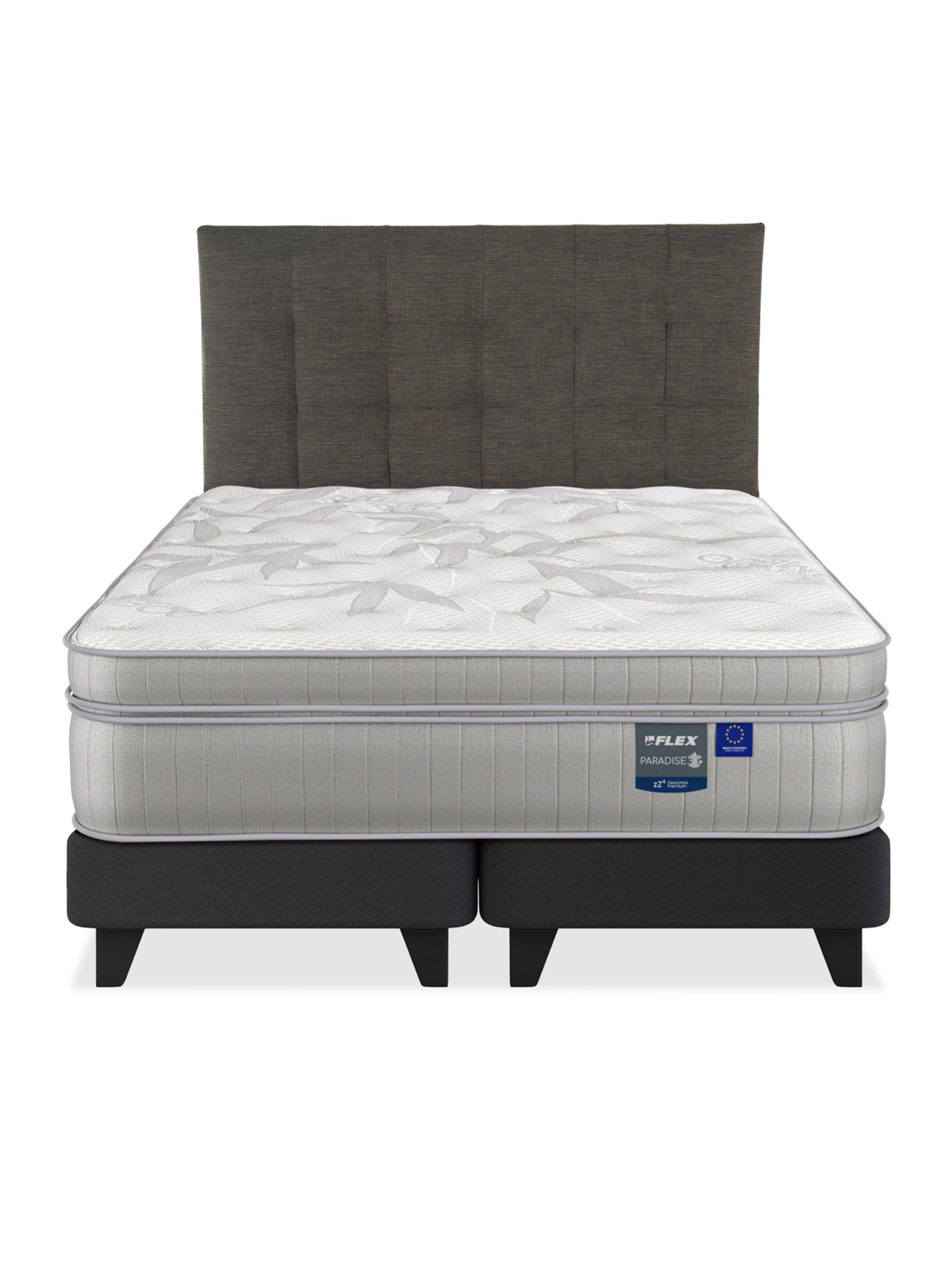 Cama Europea Paradise Súper King + Respaldo Design Grafito-2
