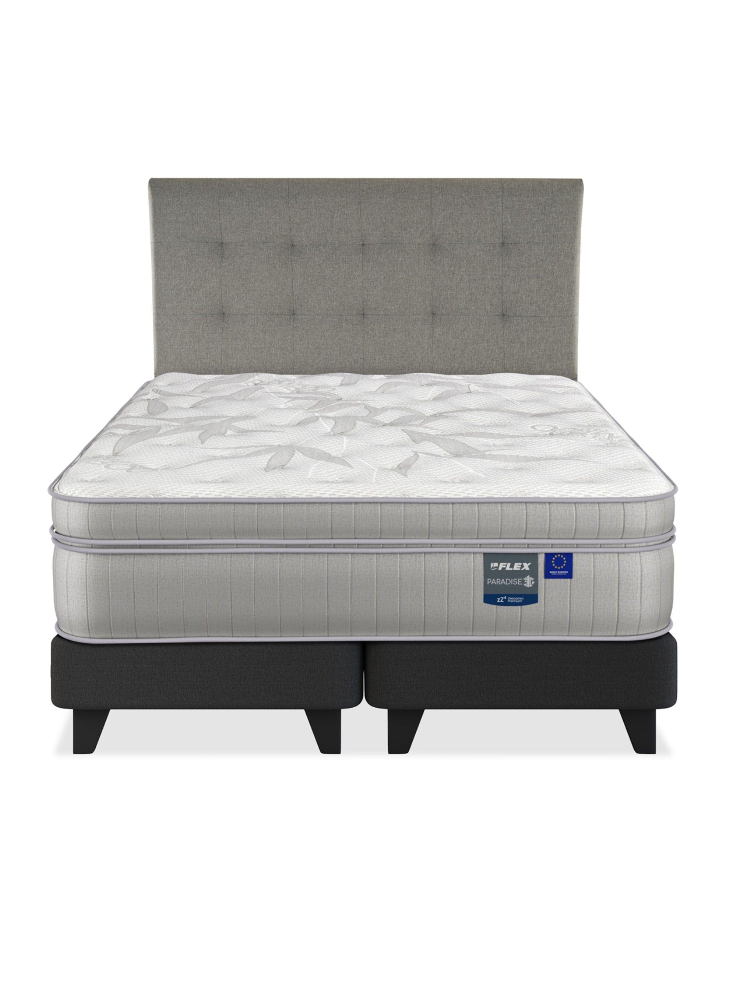 Cama Europea Paradise Súper King + Respaldo Design Gris-2