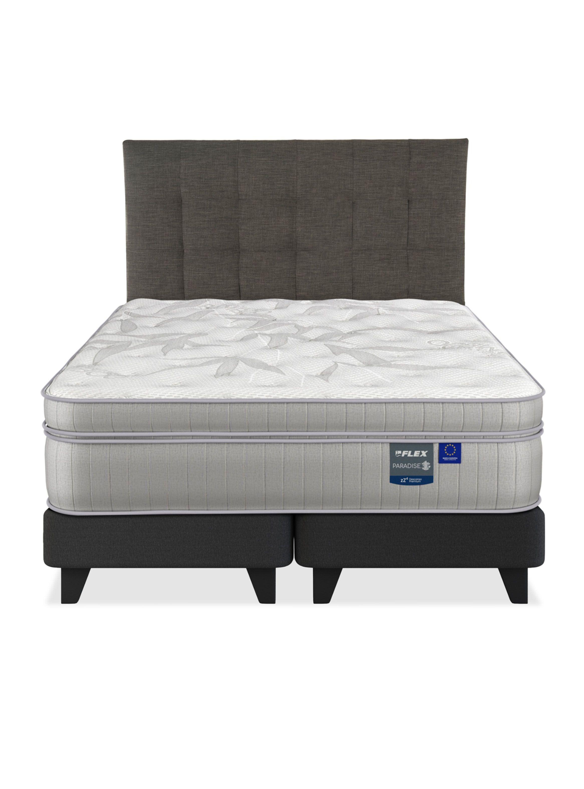 Cama Europea Paradise King + Respaldo Design Grafito-2